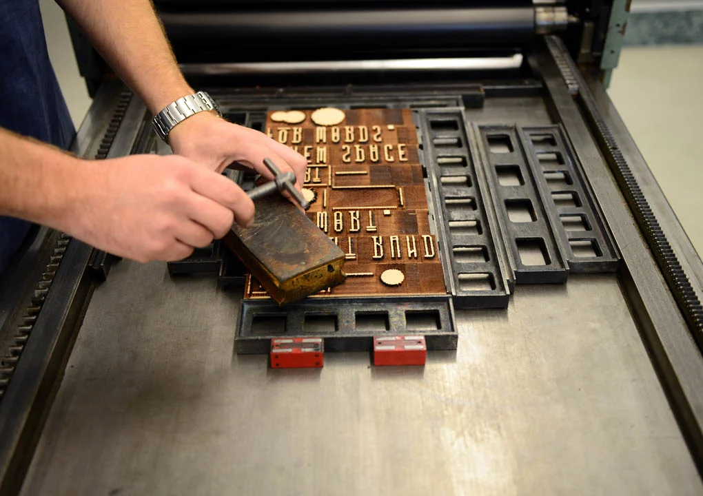 W*ORT Digital Font on Analog Letterpress at Druckwerk Lustenau