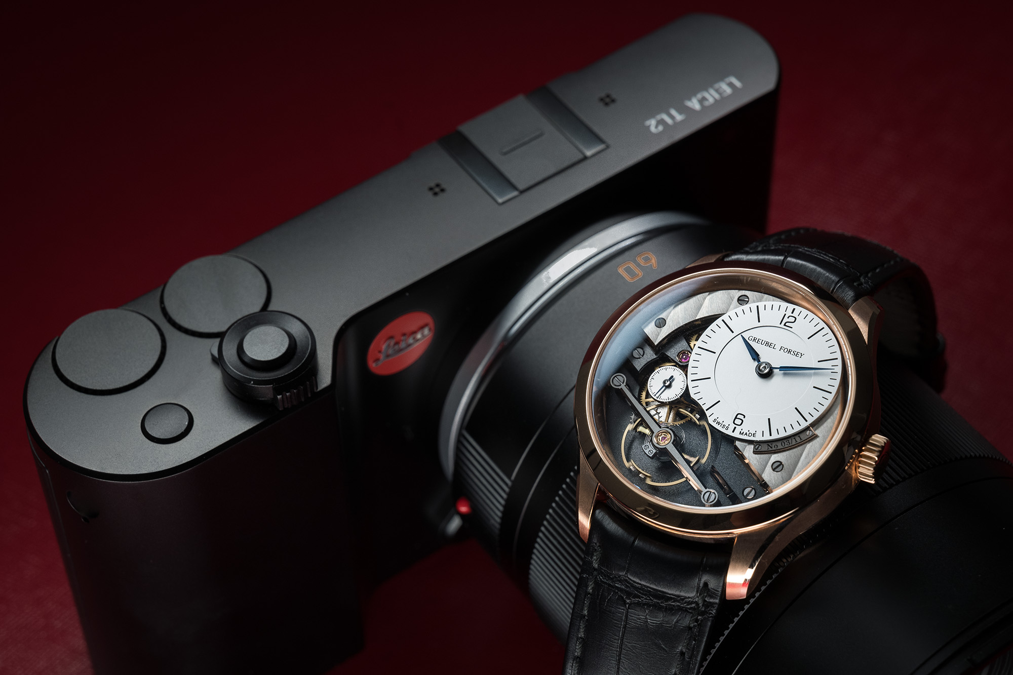Leica TL2 in black with the Greubel Forsey Signature 1 timepiece. Shot on the Leica SL with 24-90mm SL zoom lens.