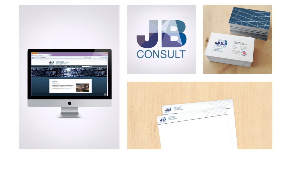 JB CONSULT is a Norwegian based consulting engineer company that mainly works with enterprise entrepreneurs. Their image is conceived as serious, reliable and efficient The geometric design is based on lines from construction drawings giving the brand a clean aesthetic while demonstrating what field they work in. 