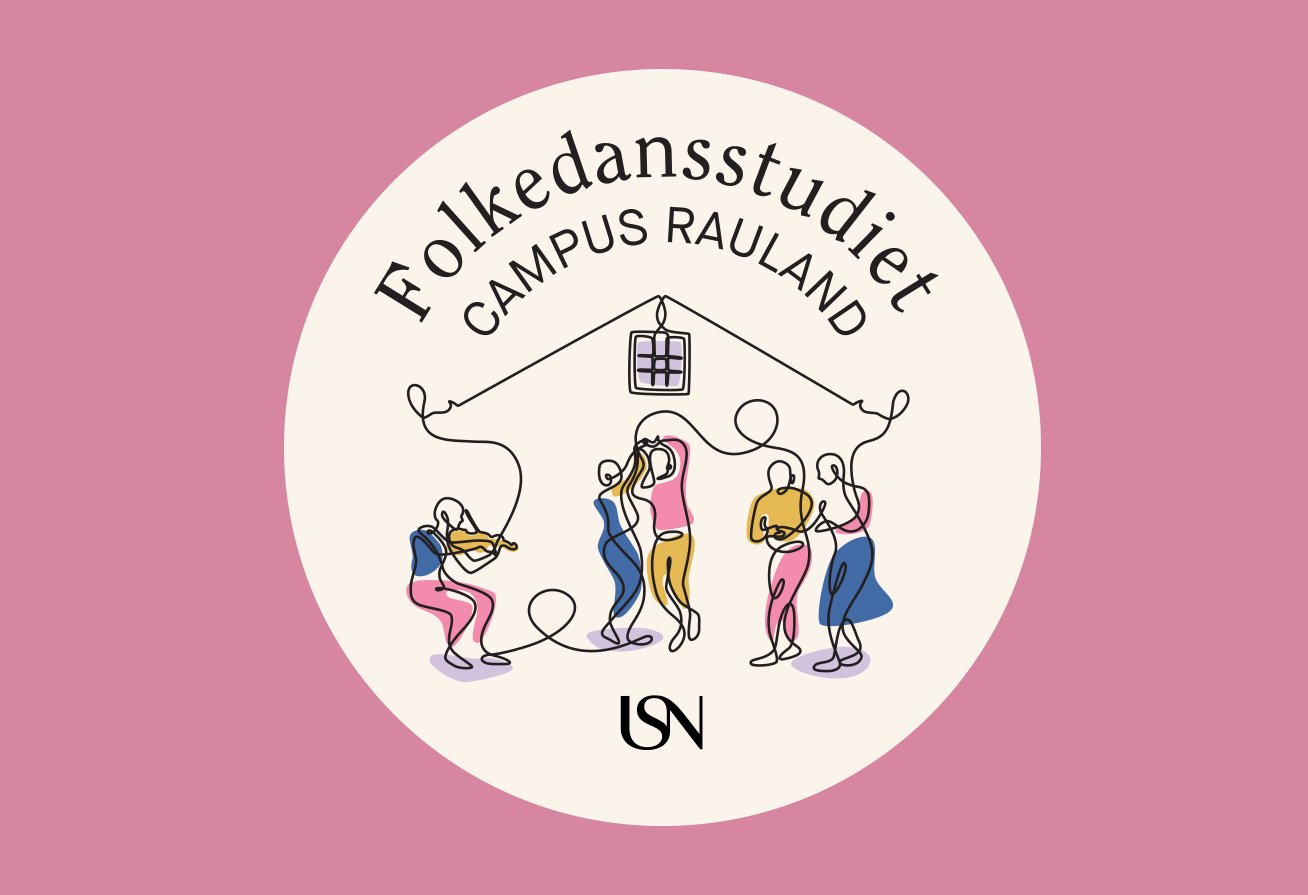 Illustration of dancing people on a round sticker