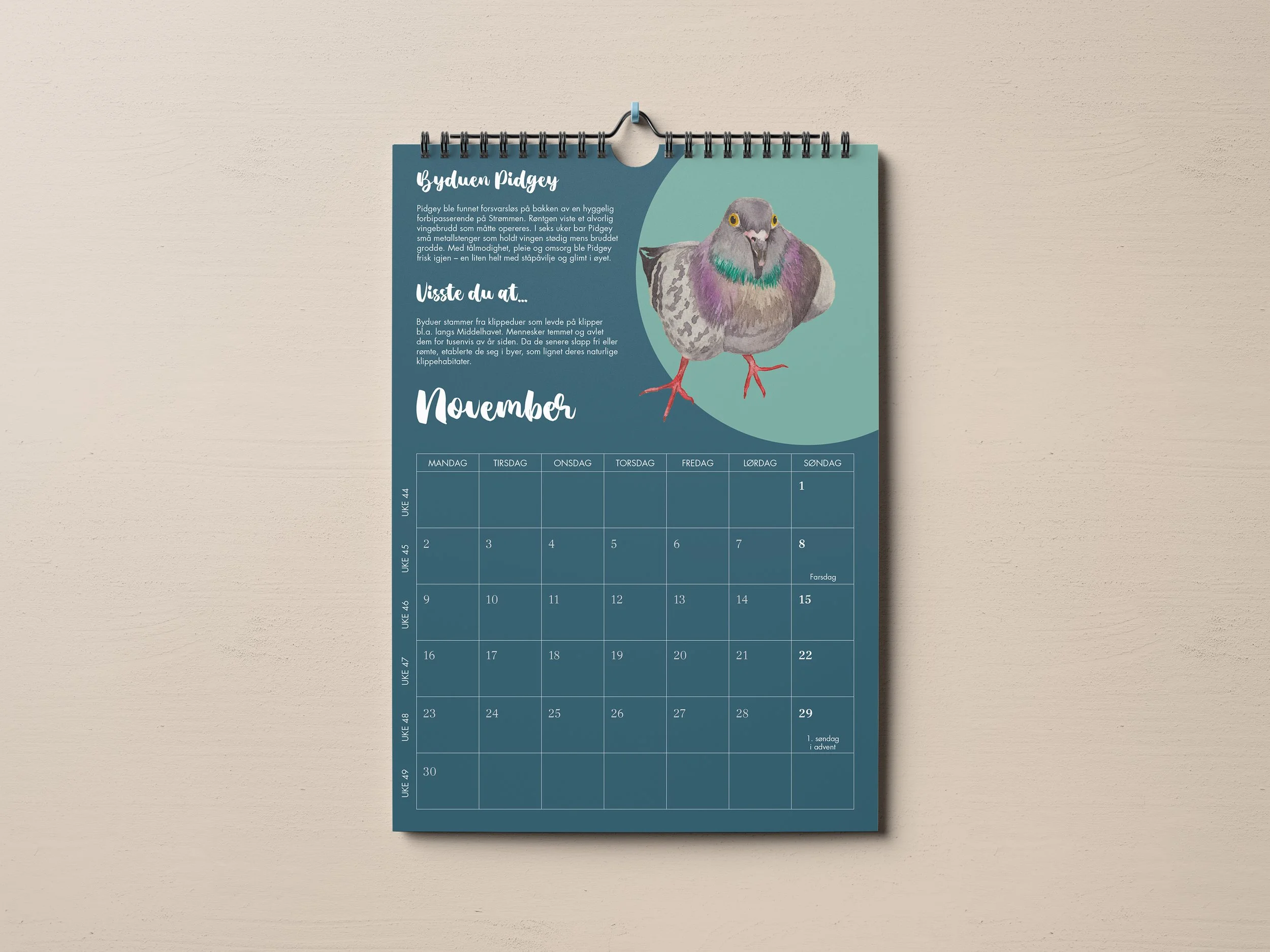 Open calendar displaying the month of November