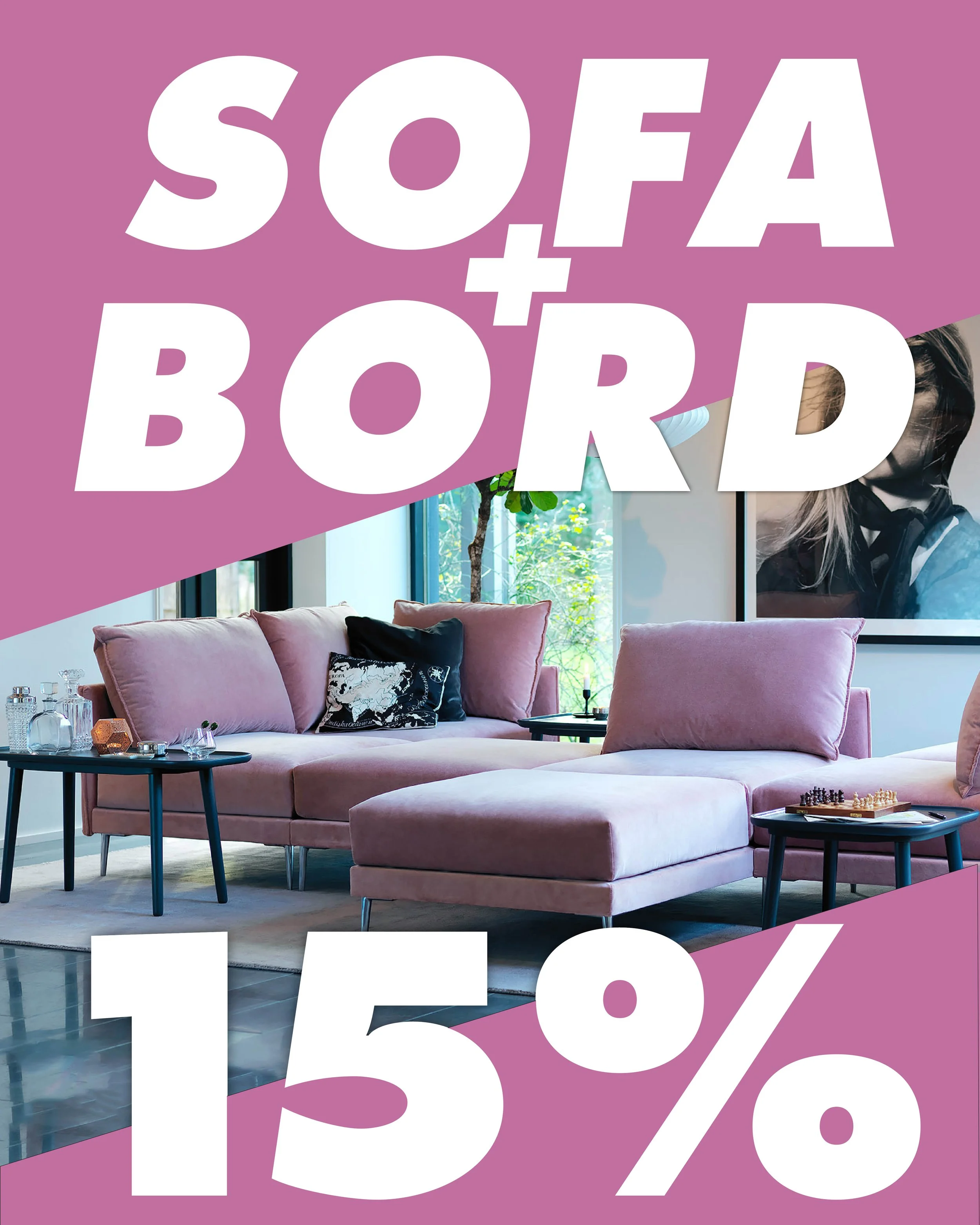 Image featuring a pink lounge sofa used for an instagram post