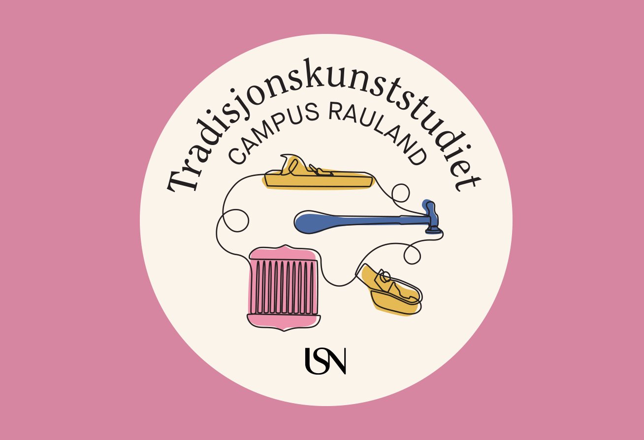 Illustration traditional tools on a round sticker