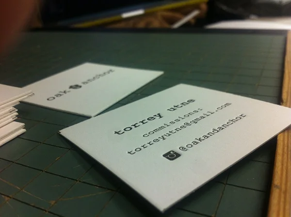 Oak Anchor letter-pressed business cards