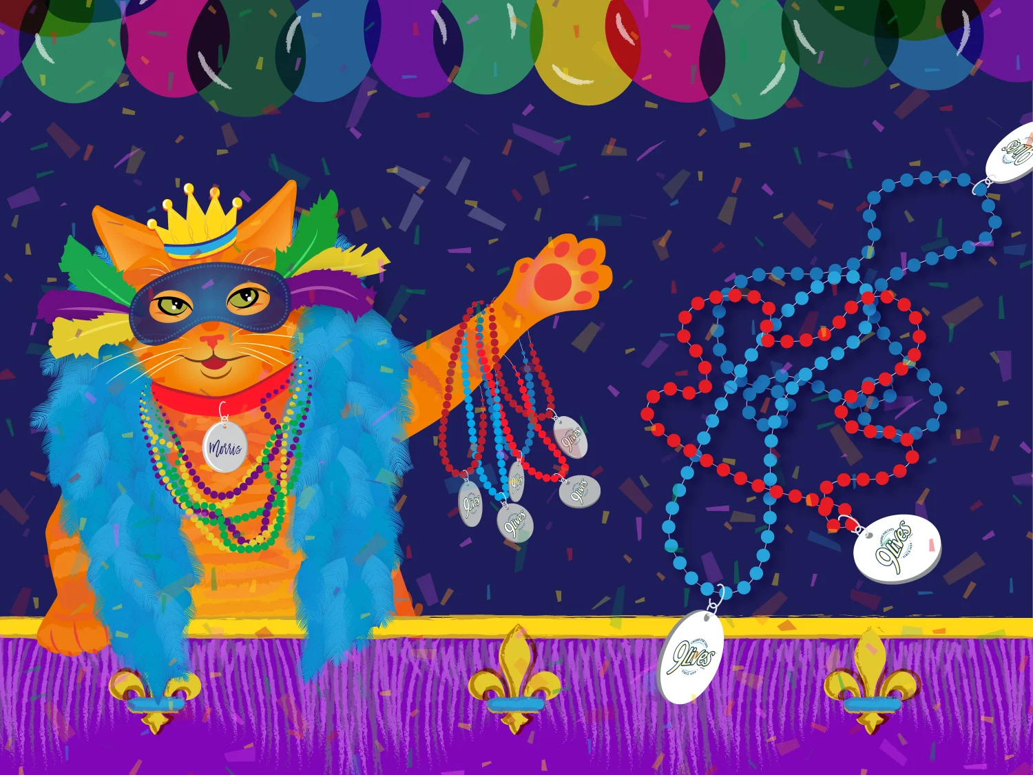 Morris 9 Lives Mardi Gras