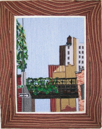  Highline, 2001,&nbsp; yarn &amp; wood, 20 x 22 inches  