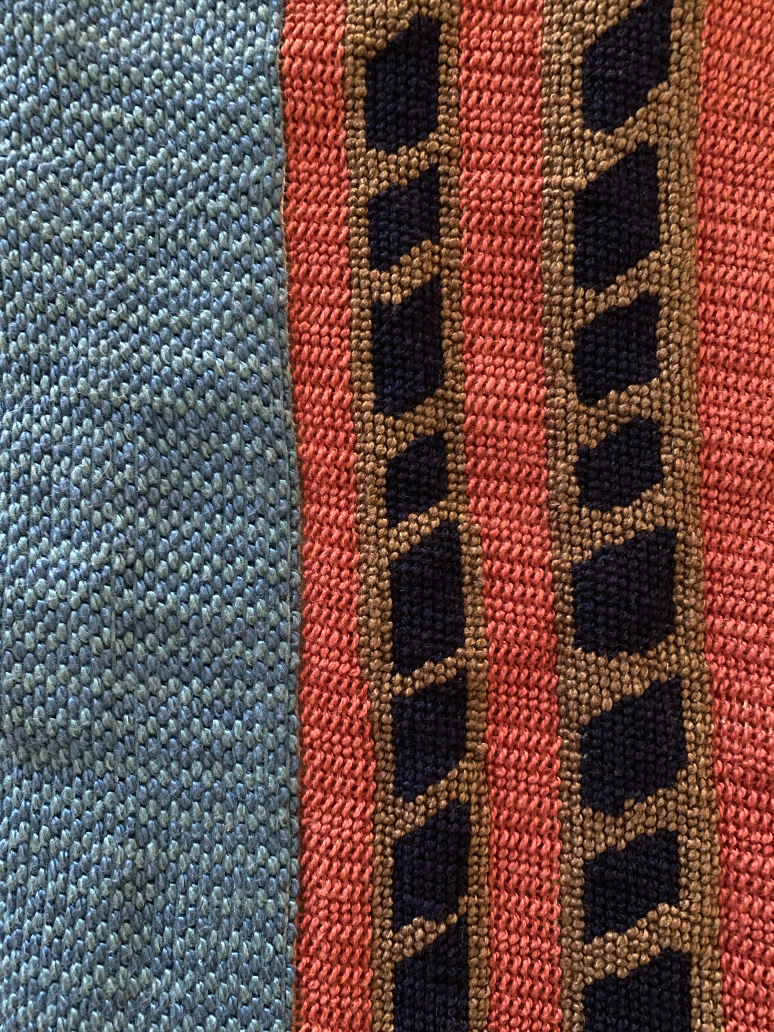 City Needlepoint series, Orange Building Blue Sky 2021, 8 x 6 inches