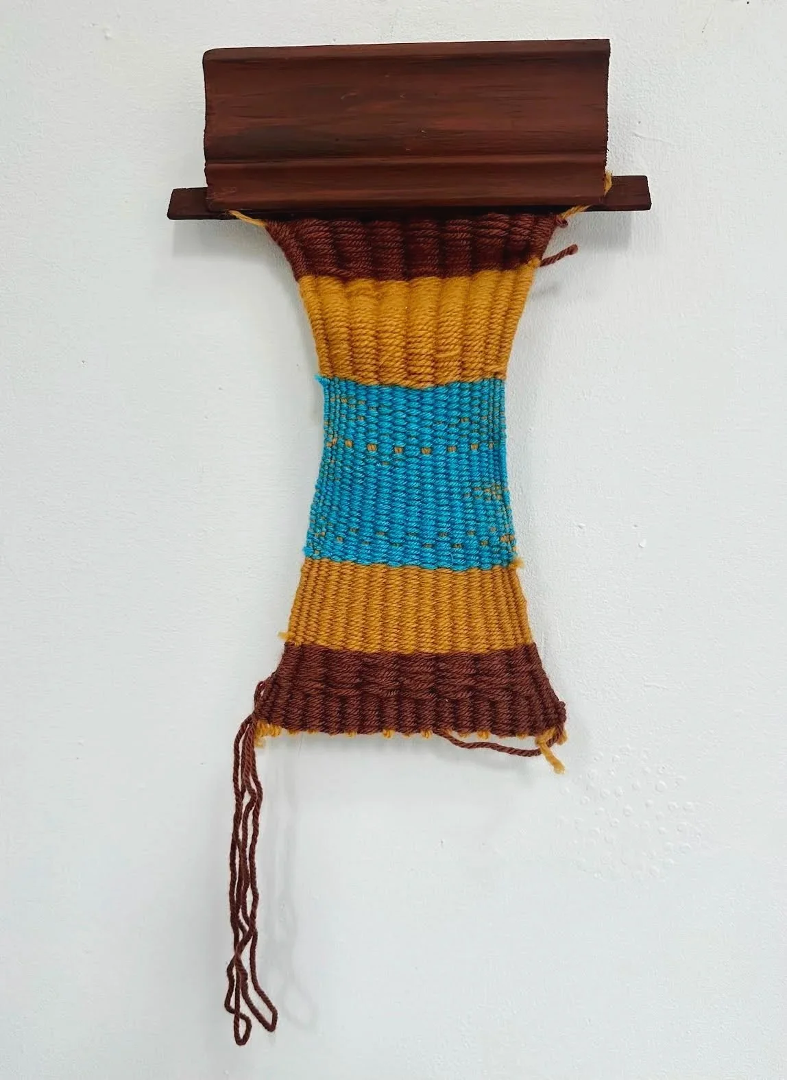 Weaving Structures,2025,  Brown, Ochre, Blue; 6 x 14 inches