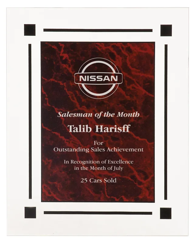 Hanging Acrylic Clear-Plaq. 7x9" - $56.00 + Tax (Includes Engraving). 