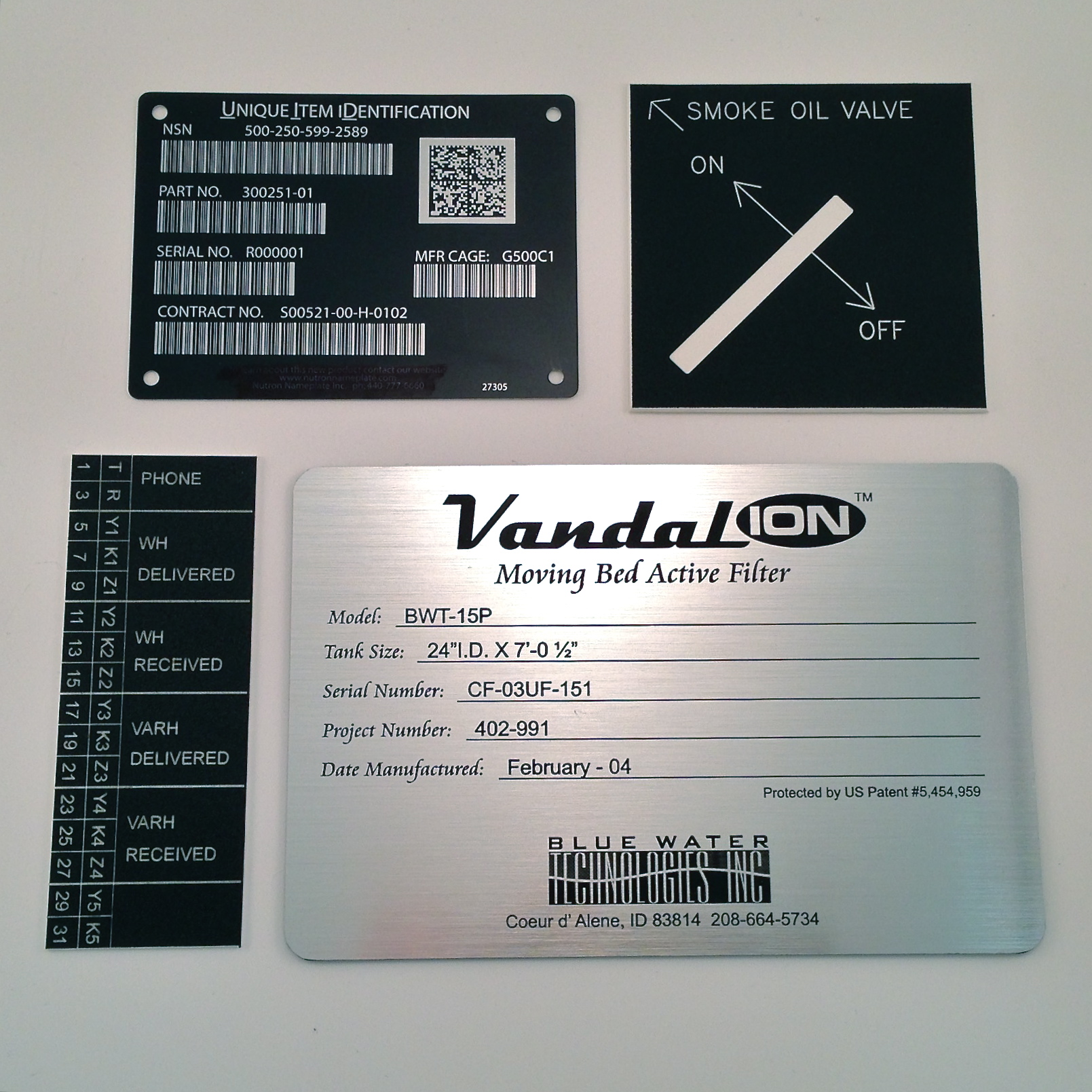 Electrical Panel Phenolic Labels