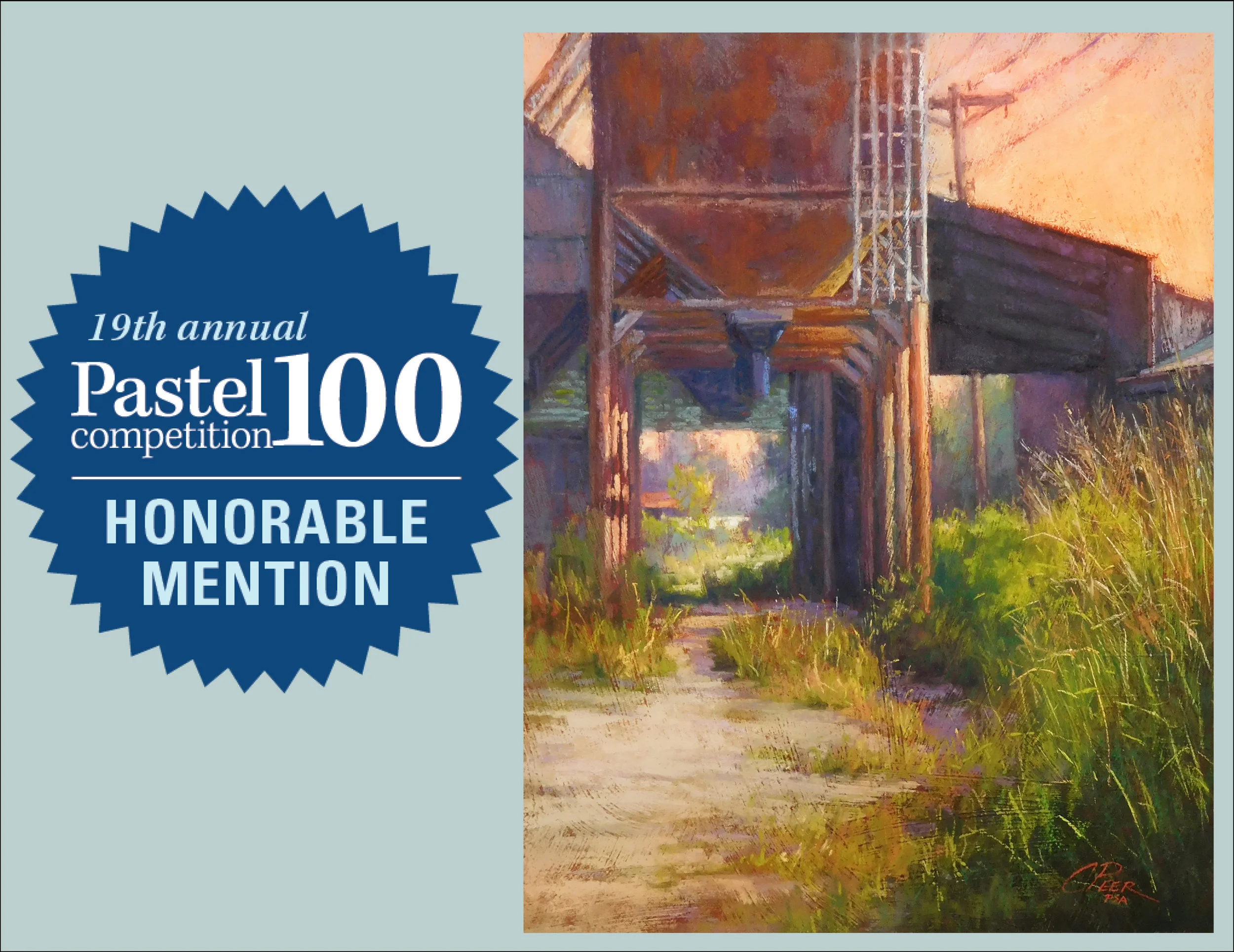 "Rusted Workman" was awarded an Honorable Mention for the Landscape and Interior category of the Pastel 100 competition which will be featured in the 2018 April issue of the Pastel Journal. 100 paintings from the categories of Abstract and Non-Objective, Animal and Wildlife, Landscapes and Interior, Portrait and Figure, and Sill Life and Floral were selected from more than 2,300 entries. 