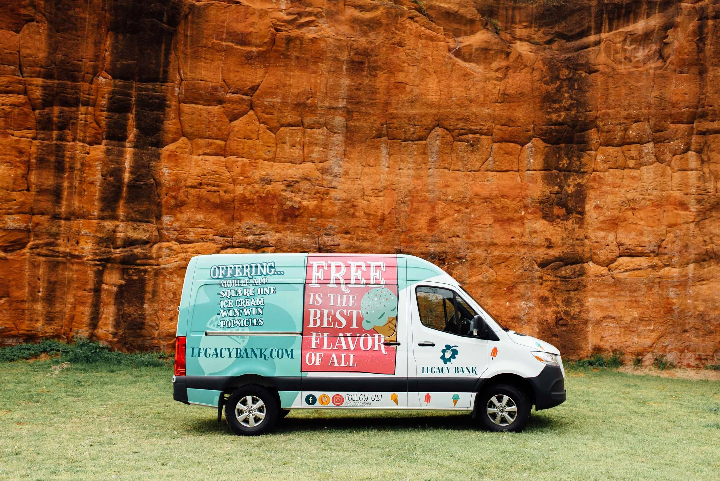 wrap for Legacy Bank’s ice cream van