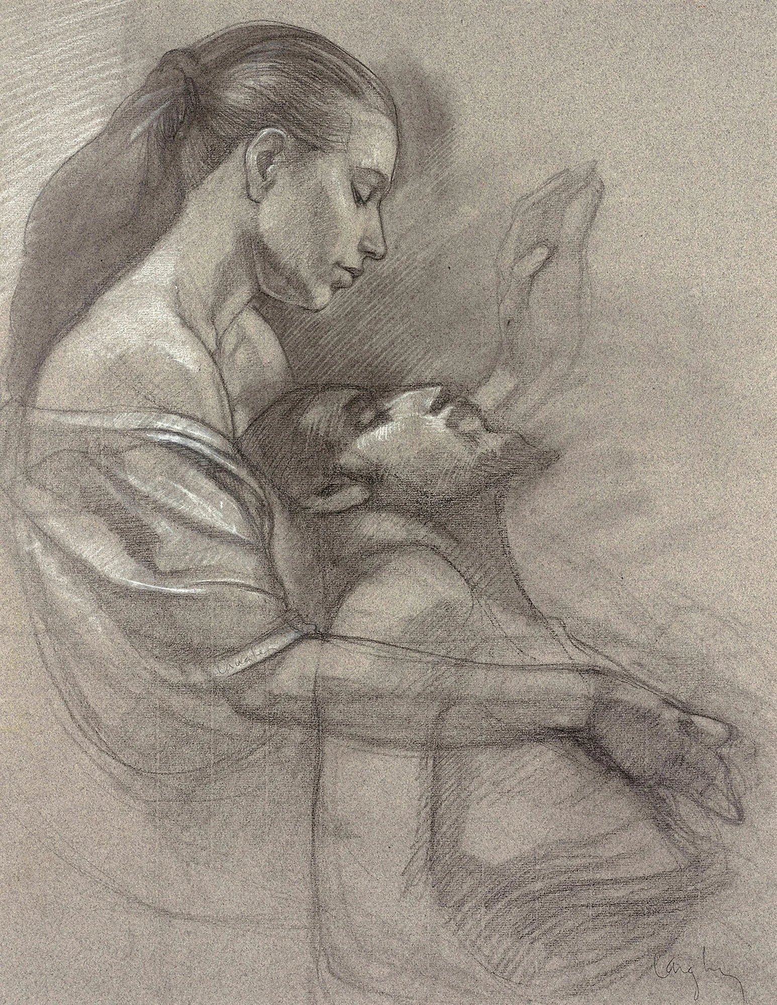 Client: Collection of Steen Heidemann, the Death of Joseph , Charcoal 24"x18" Langley