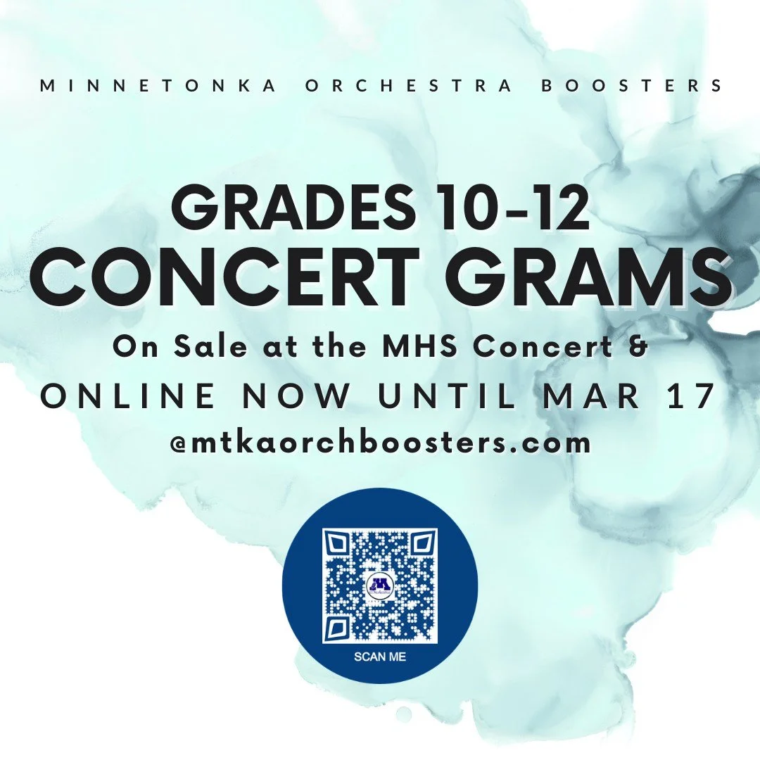It's concert week! Scan the QR code or visit the website to order your Concert Grams now. Online buyers get to choose from the widest variety of candy/treats. Not only do you get the chance to send a special message to your student along with a candy