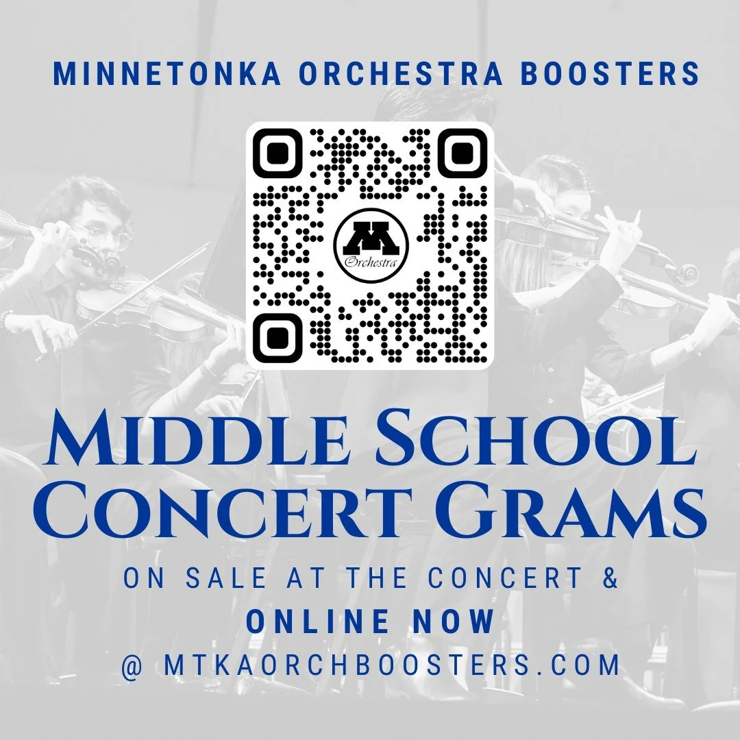 Concert Grams for the 7th and 8th grade orchestras and Philharmonic, are now available for purchase! Plan ahead, get the best choice of candy, and celebrate a great final concert for your students. 
https://mtkaorchboosters.com/concert-grams