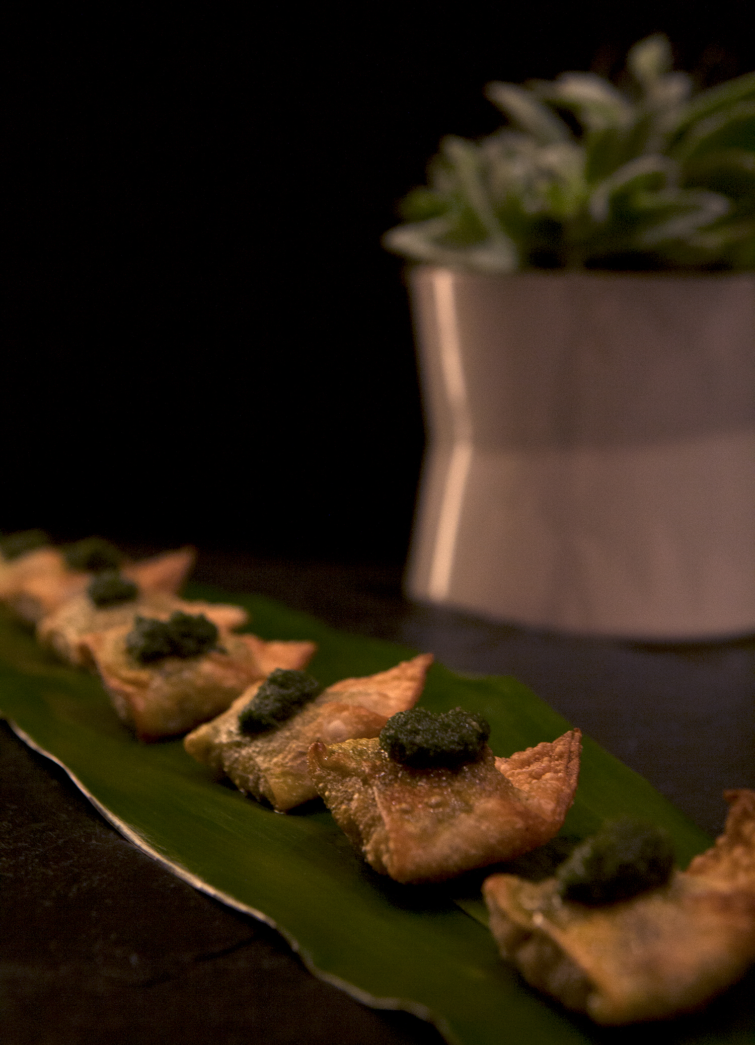 Shiitake mushroom ravioli with pumpkin seed pesto