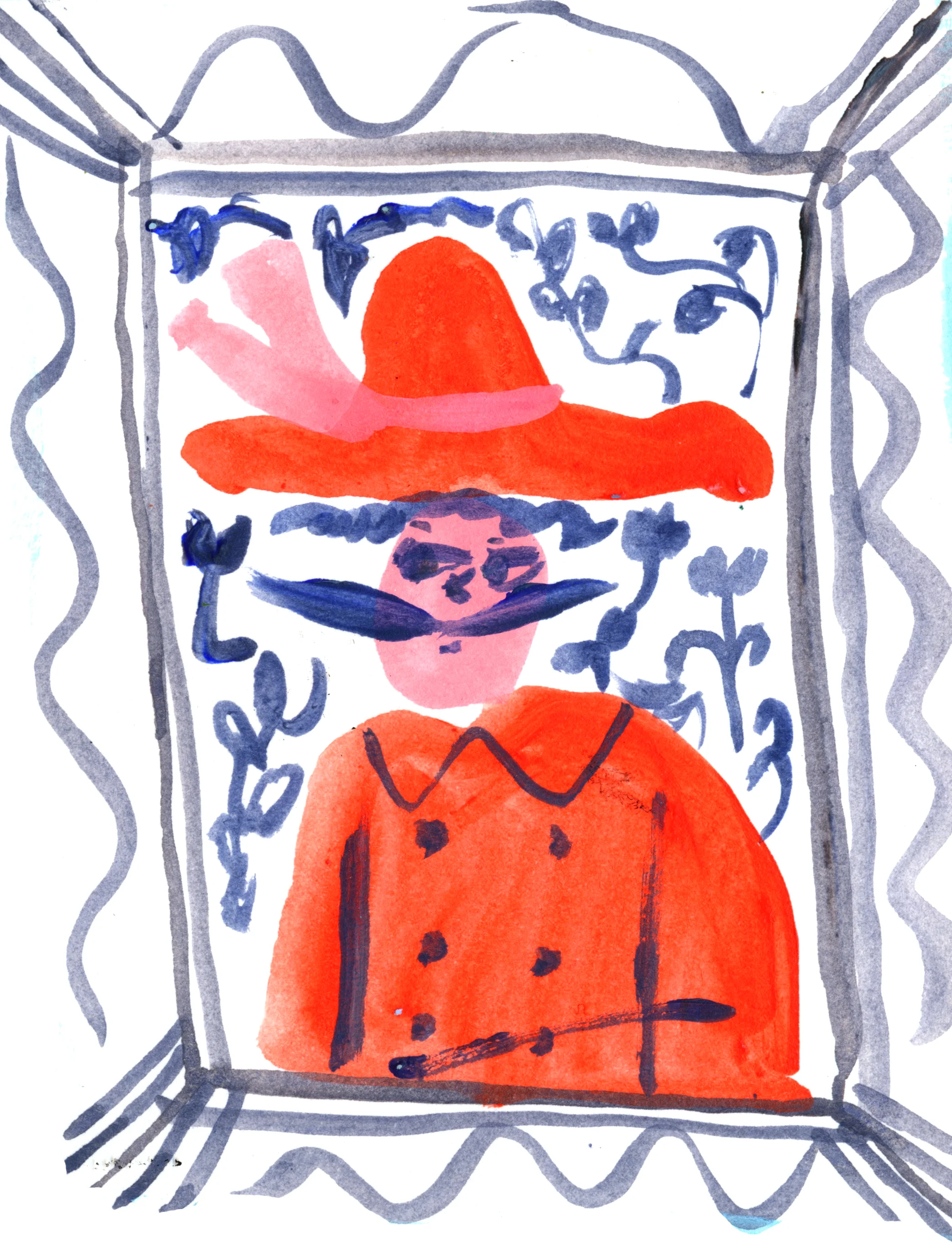 Portrait of a man in a red hat. Unpublished personal work.