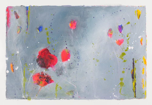  Thrown off course . Acrylic on paper. 34 x 37 cm framed.