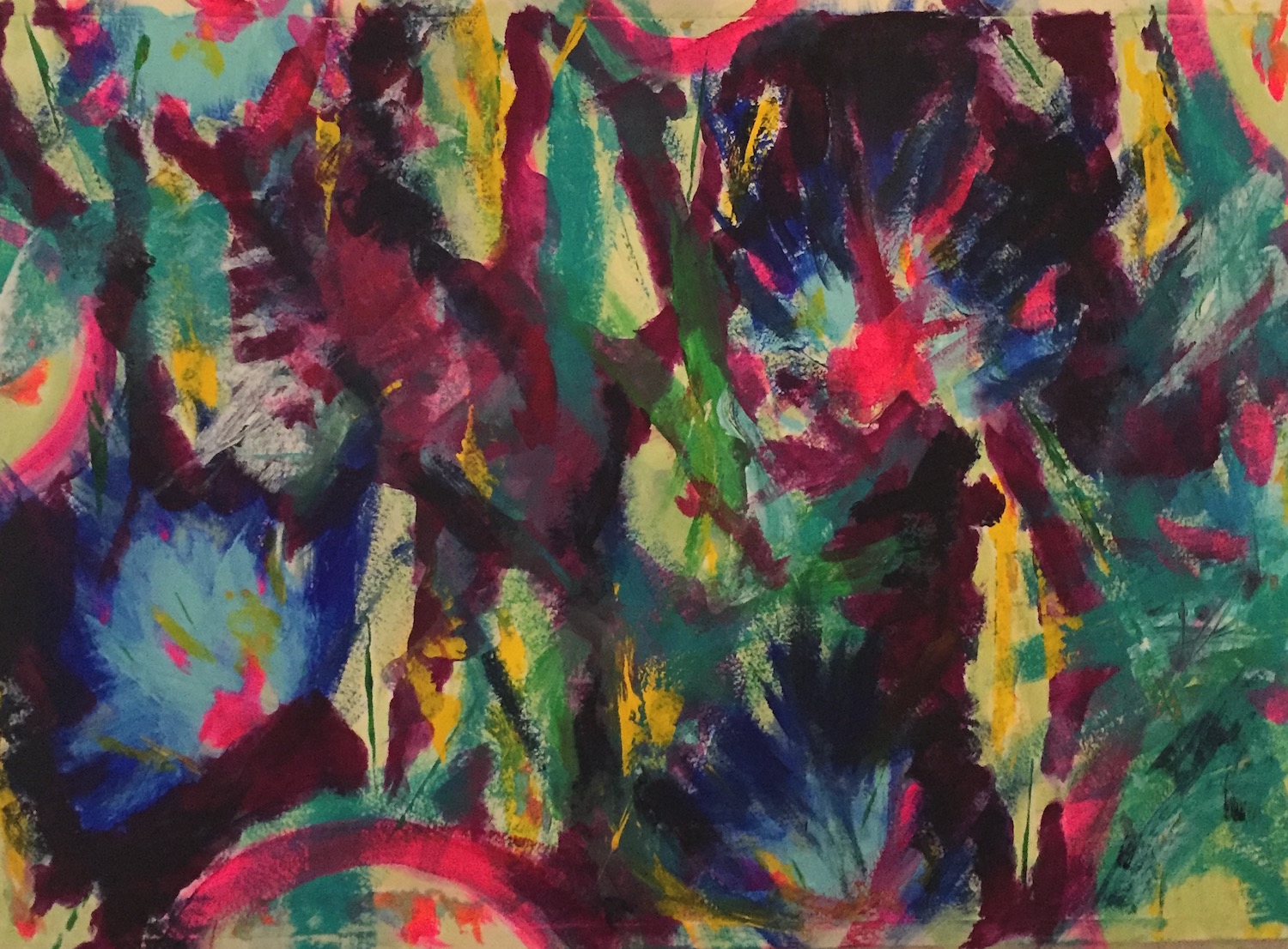 We are this, and we are that. acrylic on watercolour paper, 43 x 60cm. Lynne Cameron, 2016.