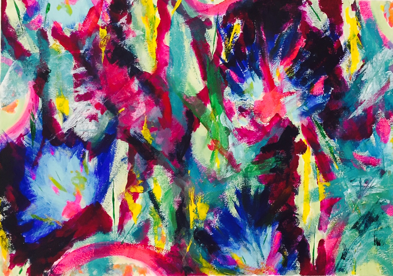 We are this. And we are that. acrylic on paper, Lynne Cameron, 2016.