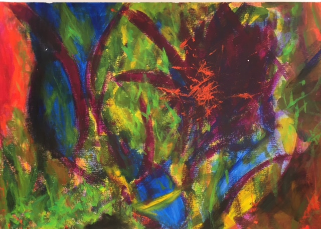 Behind the Moon acrylic on paper, 43 x 60 cm, Lynne Cameron 2016.