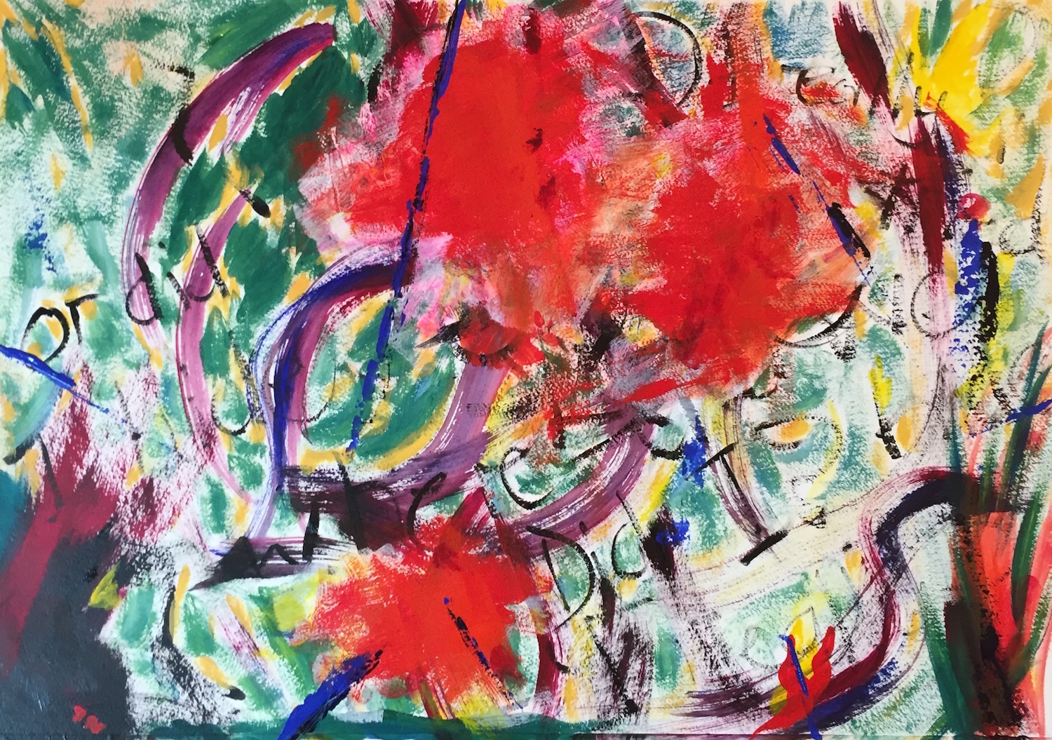 The passionate fury of making peace. Acrylic on watercolour paper. 41 x 60 cm. Lynne Cameron, 2016.