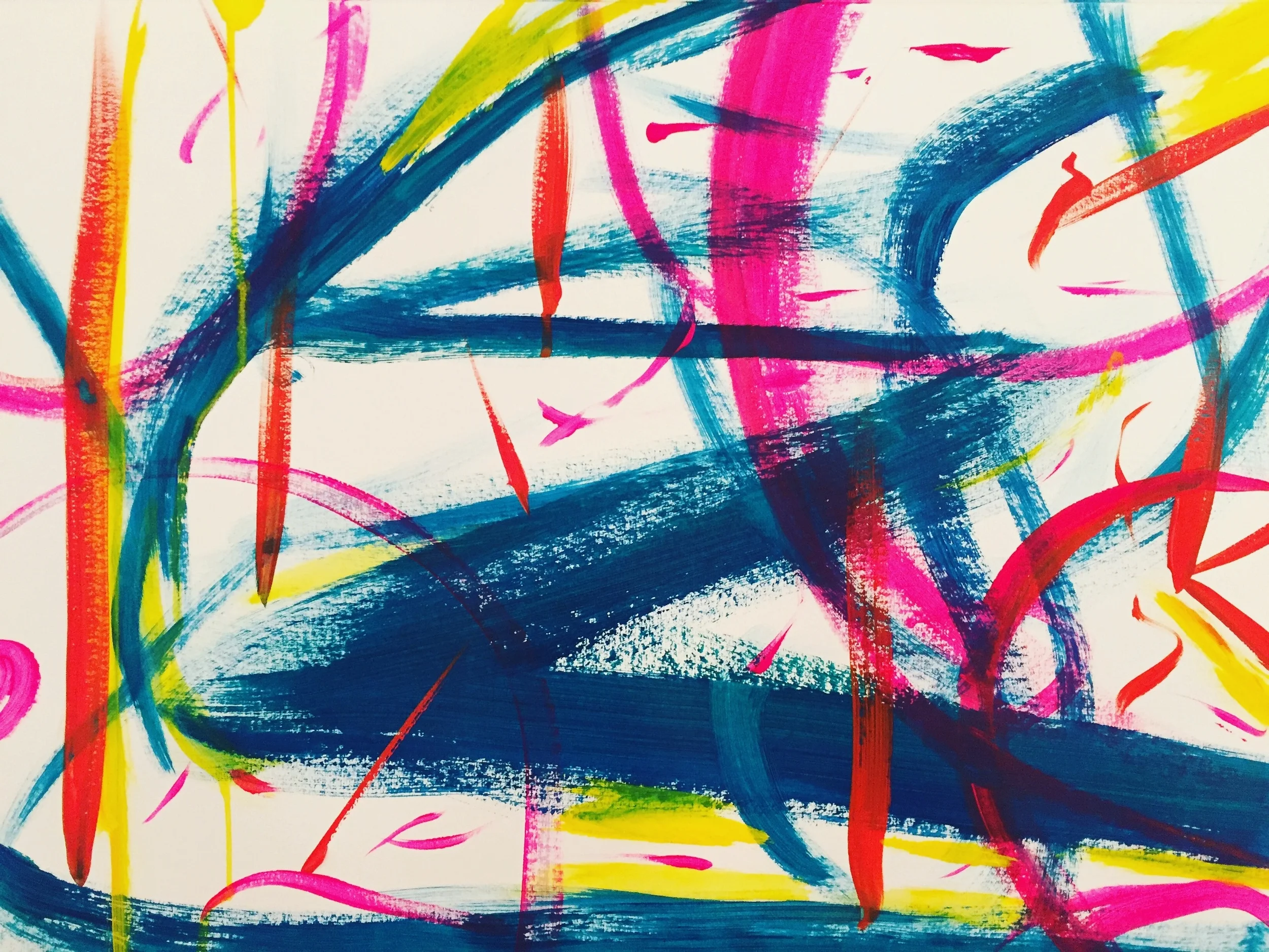 My dancing mind. Acrylic on paper, Lynne Cameron, 2016.