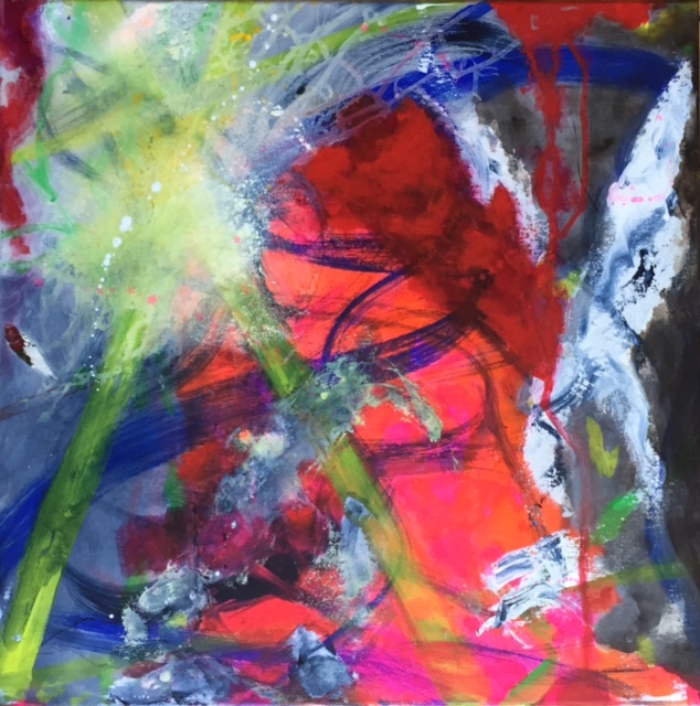 Untitled . Acrylic and collage on canvas, 60 x 60 cm, Lynne Cameron, 2016.
