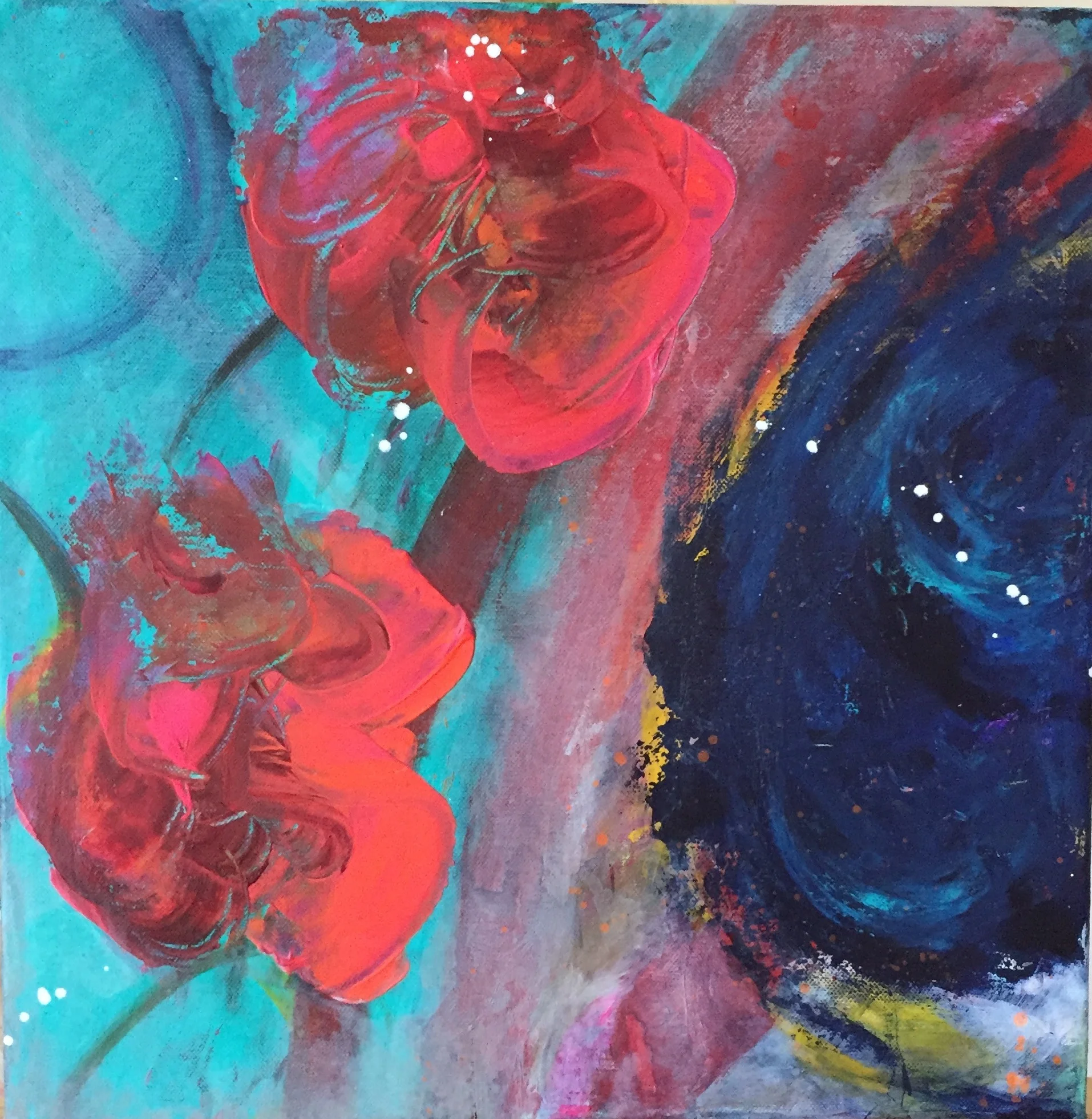 Left for the tide to take 40 x 40 cm acrylic on canvas, Lynne Cameron, 2016.