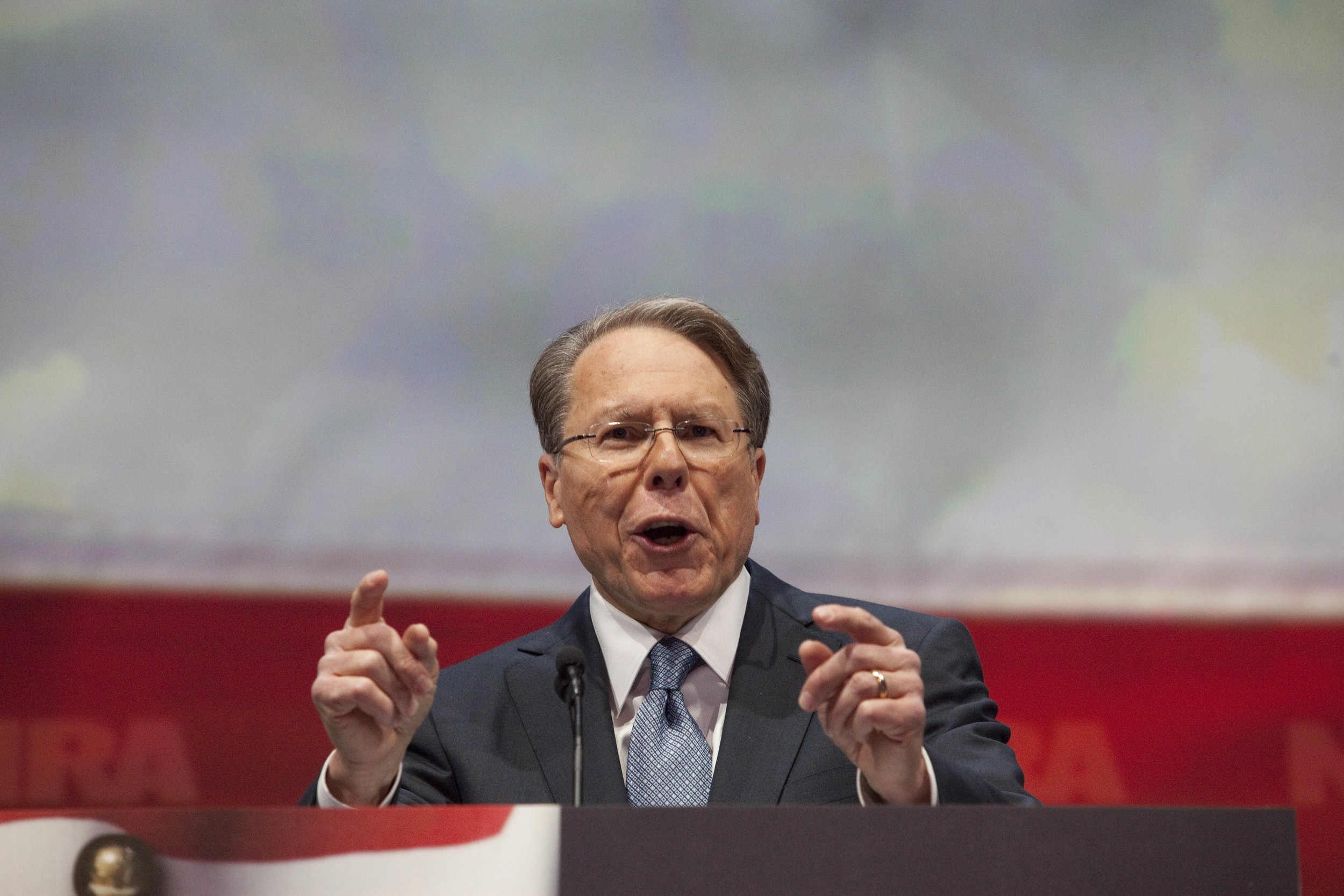  NRA vice president Wayne LaPierre speaks during the NRA-ILA Leadership Forum at the 2013 National Rifle Association Meeting and Exhibits May 3, 2013 in Houston. 