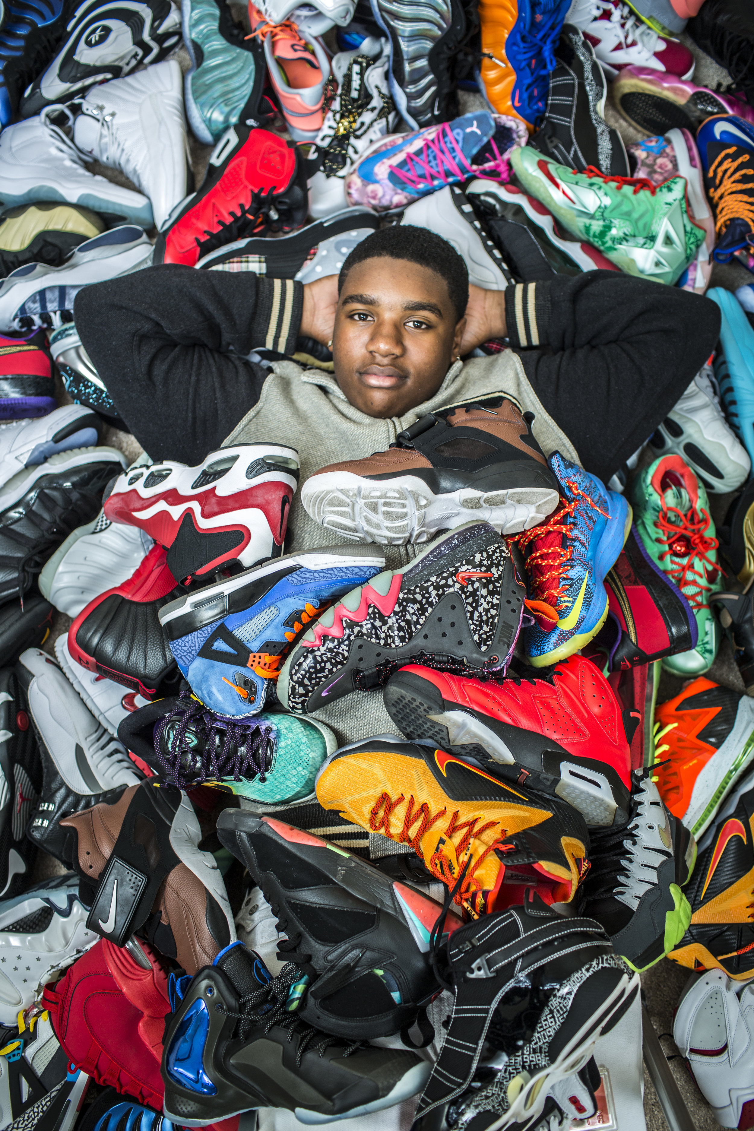  Sneakerhead Alonzo A. Moore, Jr. and just a portion of his sneaker collection, Thursday, Dec. 15, 2016 in Antioch, CA. 