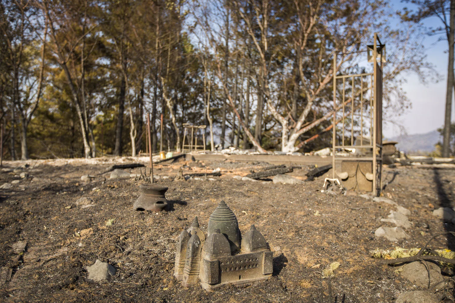 Jan Hoyman's property destroyed by wildfire in a secluded neighborhood off Tomki Road Oct. 15, 2017 in Redwood Valley, CA.