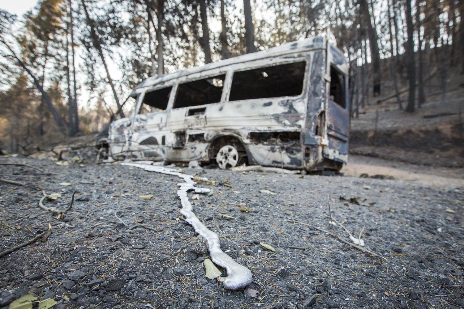  The Monroe family property destroyed by wildfire in a secluded neighborhood off Tomki Road Oct. 15, 2017 in Redwood Valley, CA. 