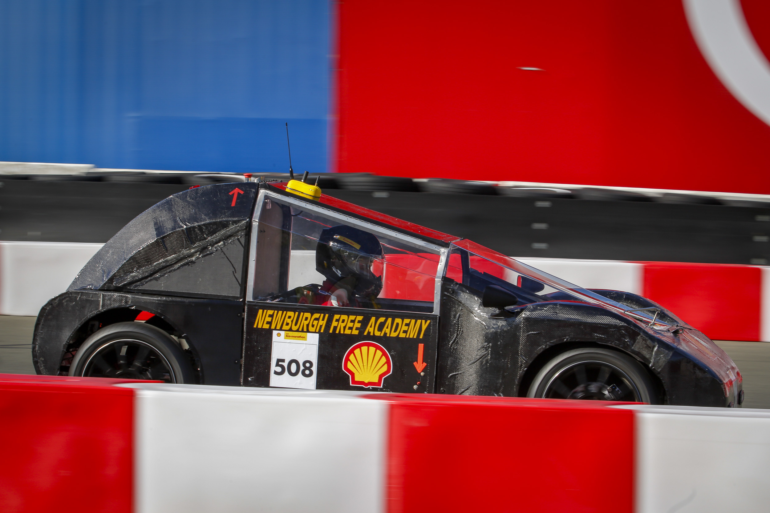  Team Mavericks with their vehicle the The Tank ,&nbsp; #508, &nbsp;from Newburgh Free Academy, Newburgh, New York , United States, competing under the UrbanConcept - Diesel category on the track during day three of Shell Make the Future at Sonoma Ra