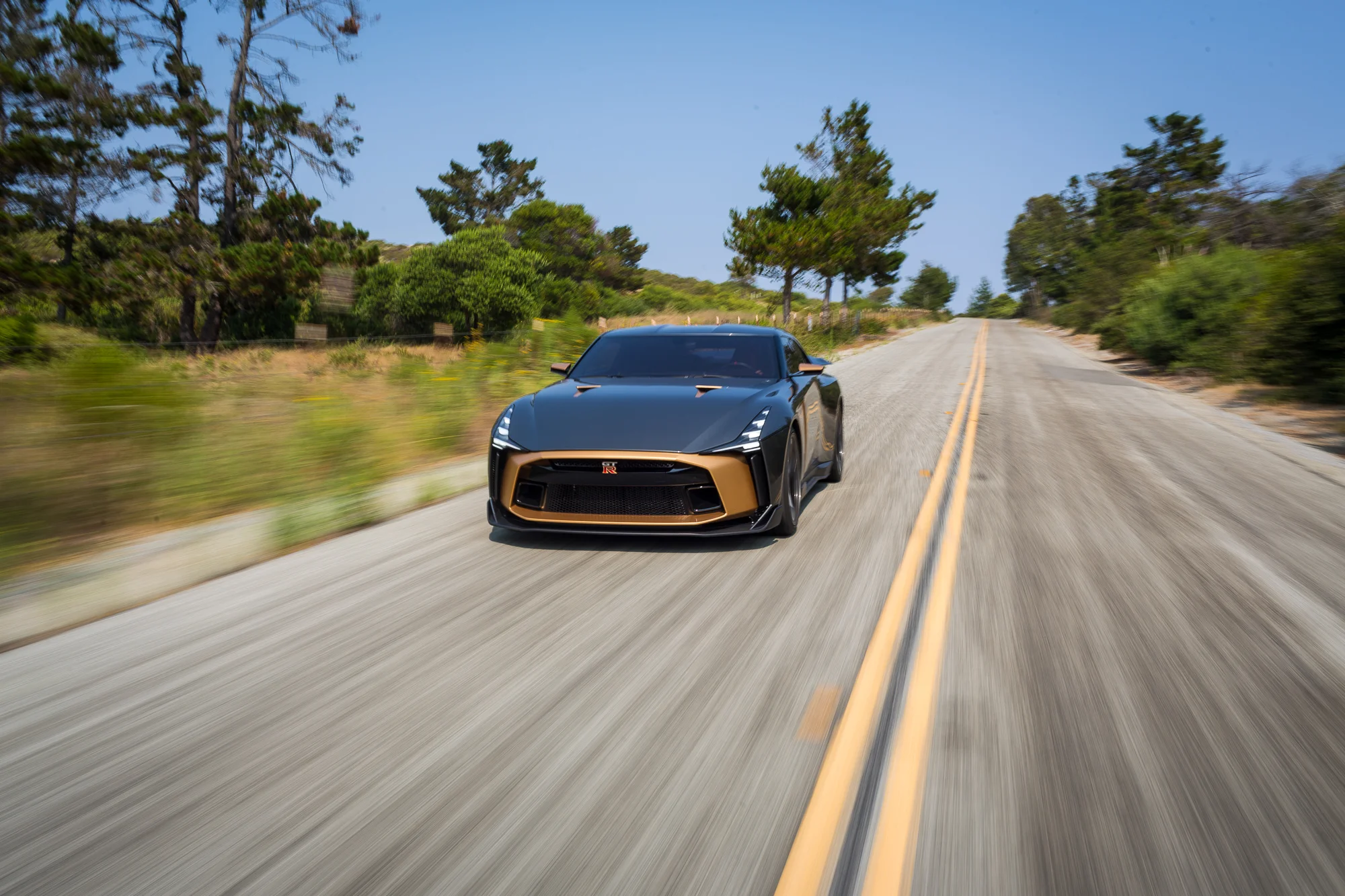 The GT-R 50, Nissan’s one-of-a-kind, $1 million vehicle, during its U.S. debut at The Rolex Monterey Motorsports Reunion on Friday, Aug. 24, 2018, in Salinas, Calif. (Eric Kayne/AP Images for Nissan) 