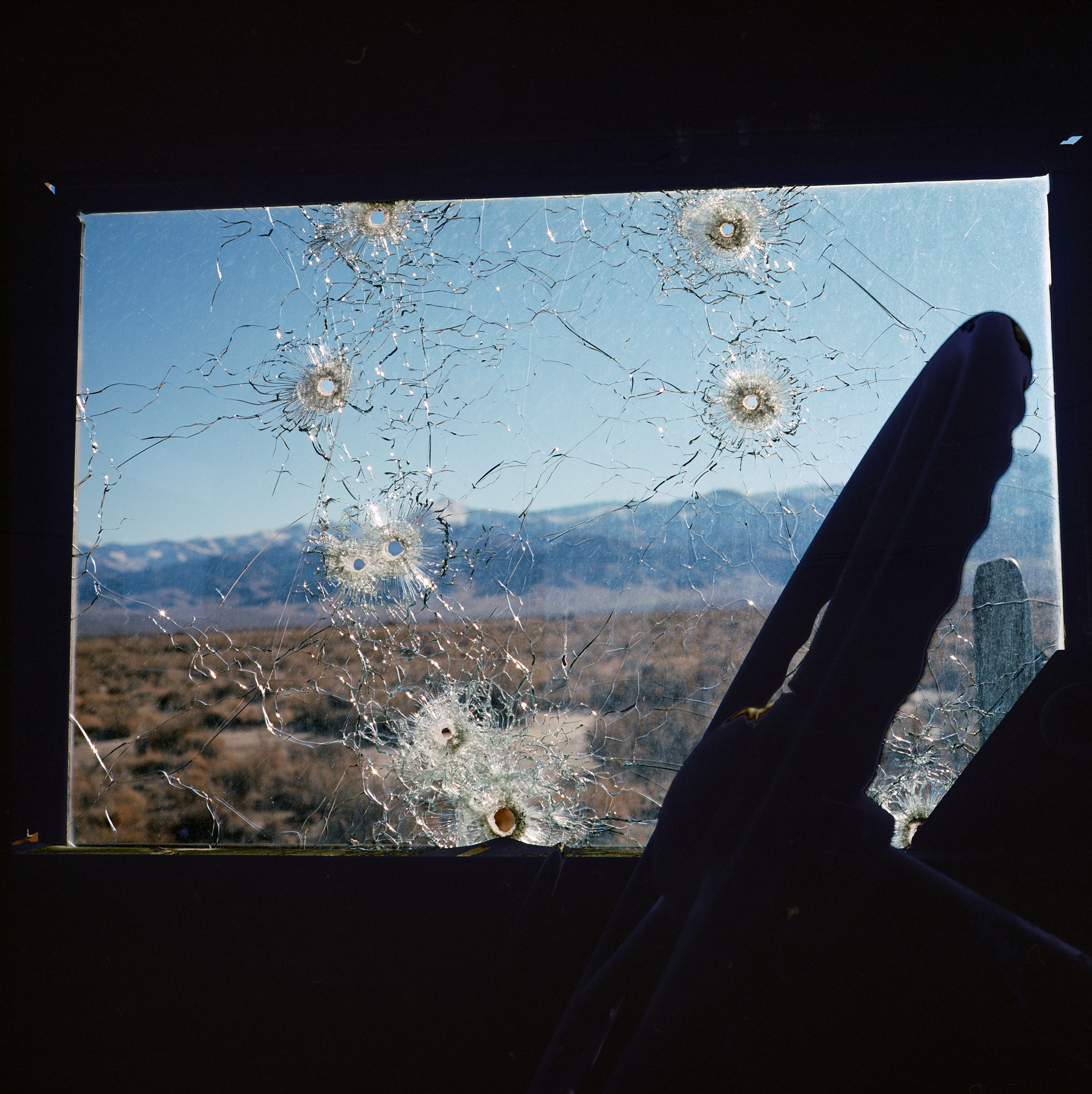  A demilitarized troop carrier, used as target practice inside the Dixie Valley Naval Training Area in the Nevada desert. The area was purchased by the US Navy in 1995 to use for combat simulation by fighter and electronic warfare pilots. The area is