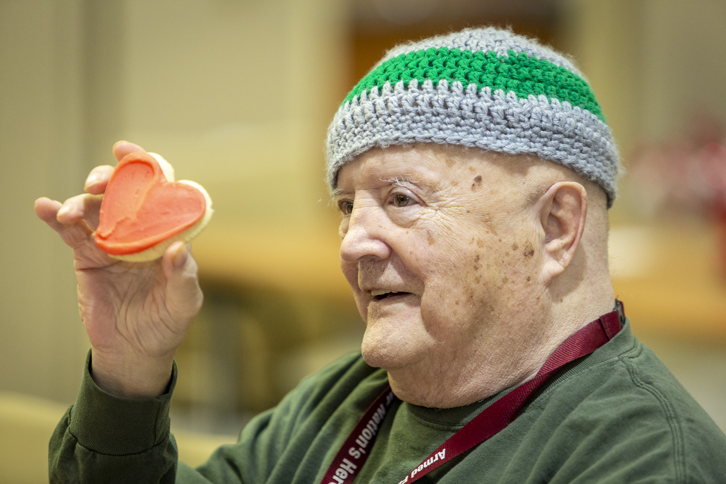  A military veteran enjoys Cheryl's Cookies at the Armed Forces Retirement Home on Valentine’s Day on Thursday, Feb. 14, 2019 in Washington, DC. 