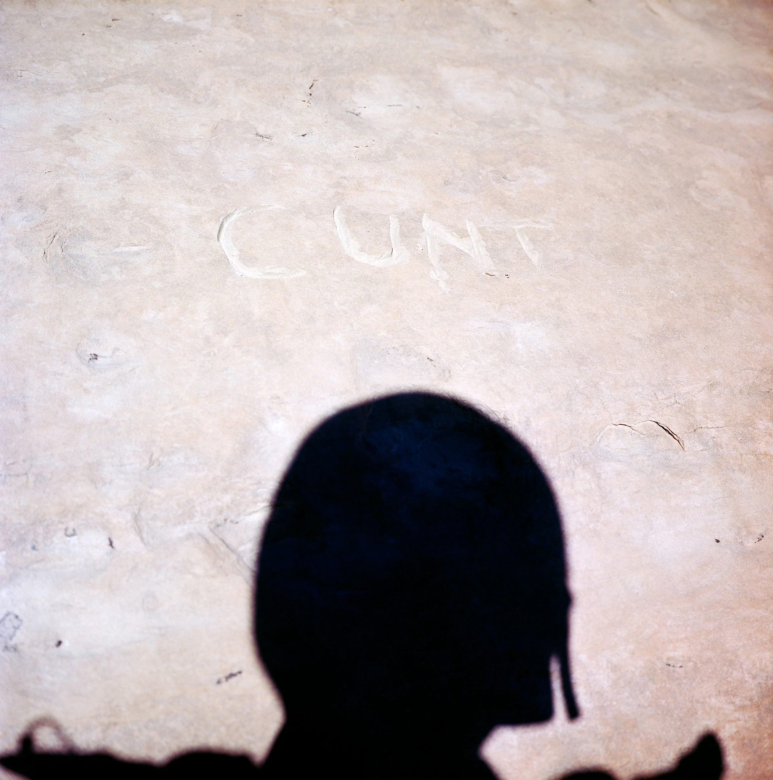Graffiti at Sand Bench Viewing Area in Utah. The pullout features spectacular views of the San Rafael Swell, an area managed by the Bureau of Land Management, consists of a giant dome-shaped anticline of sandstone, shale, and limestone that was push