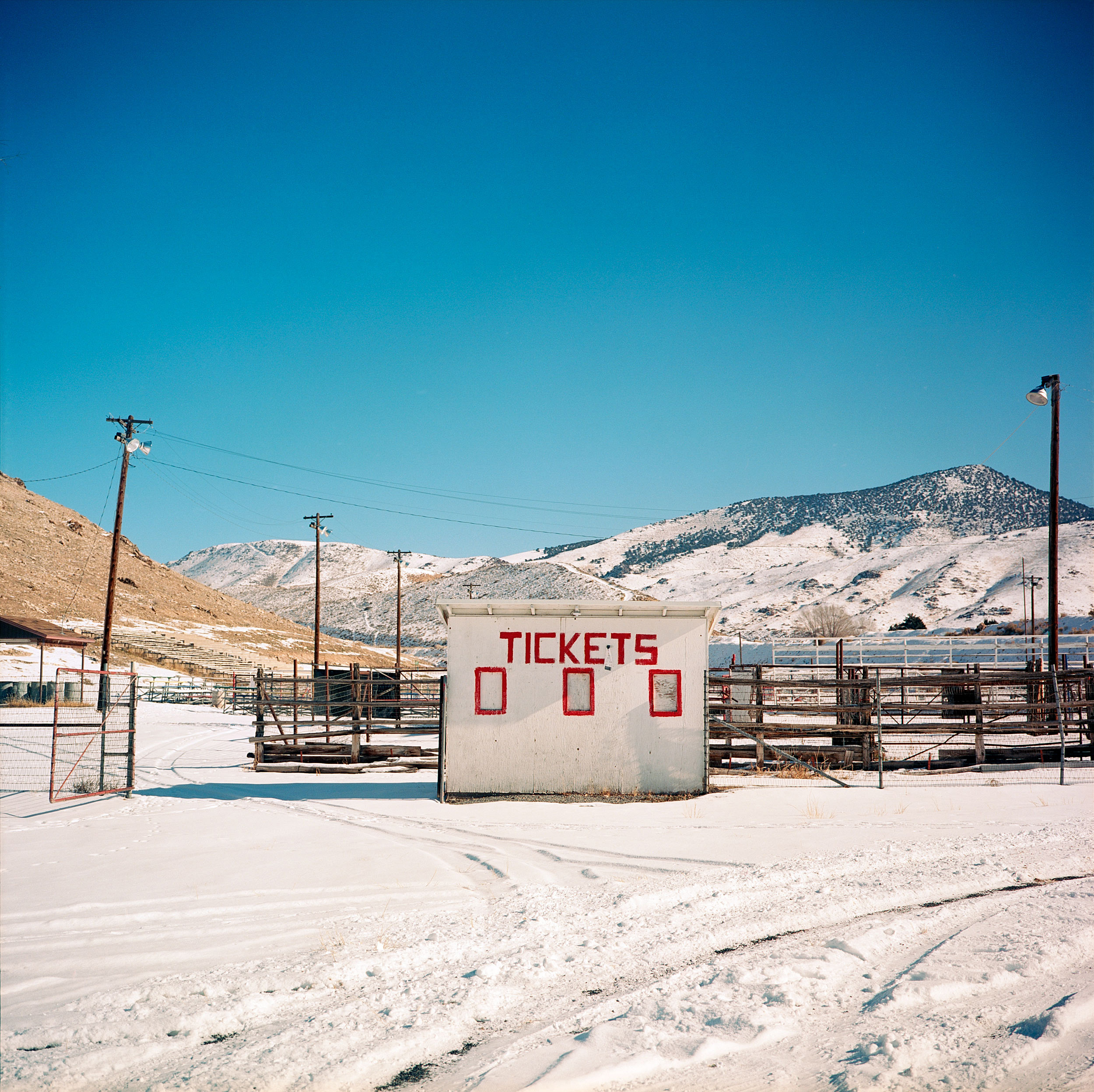 Ticket booth, Blackhawk Arena, Salina, Utah.