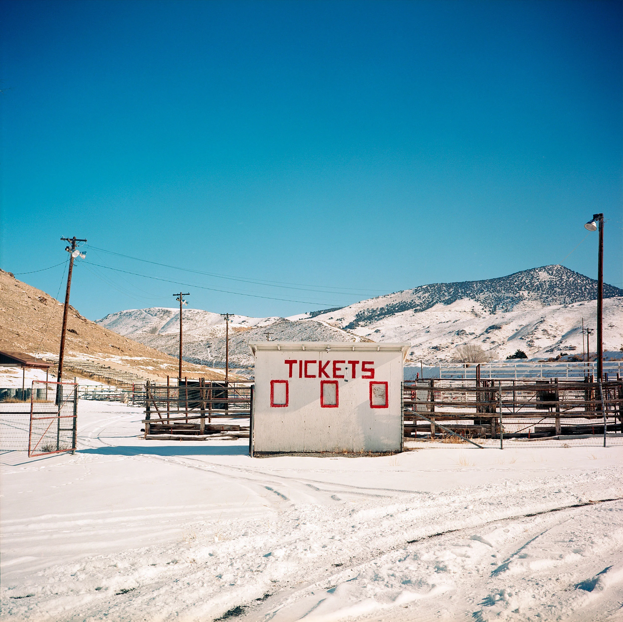 Ticket booth, Blackhawk Arena, Salina, Utah.