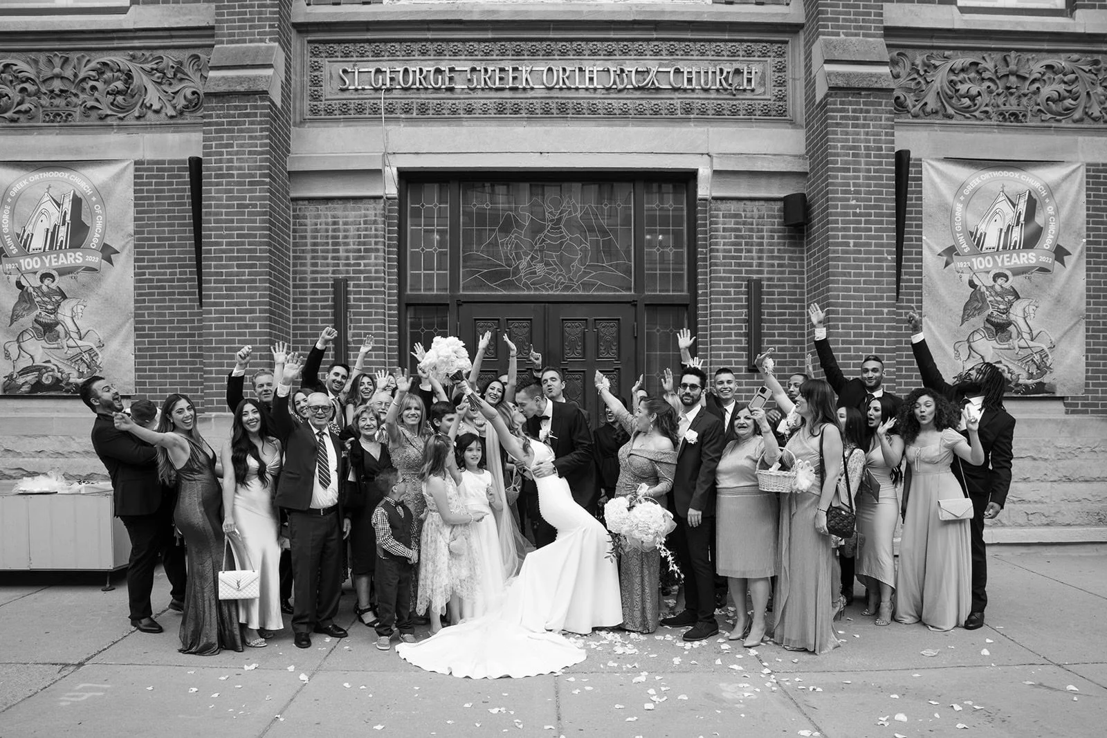 Best time for the full group photo? Right after the church. Don&rsquo;t skip this one. Somehow it always ends up being one of my favorite photos of the day.