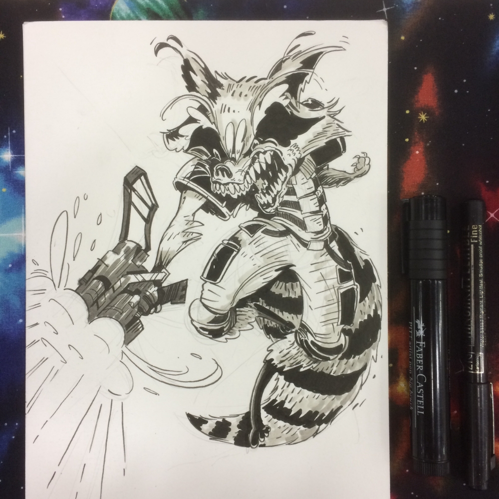 A horrifying Rocket Raccoon