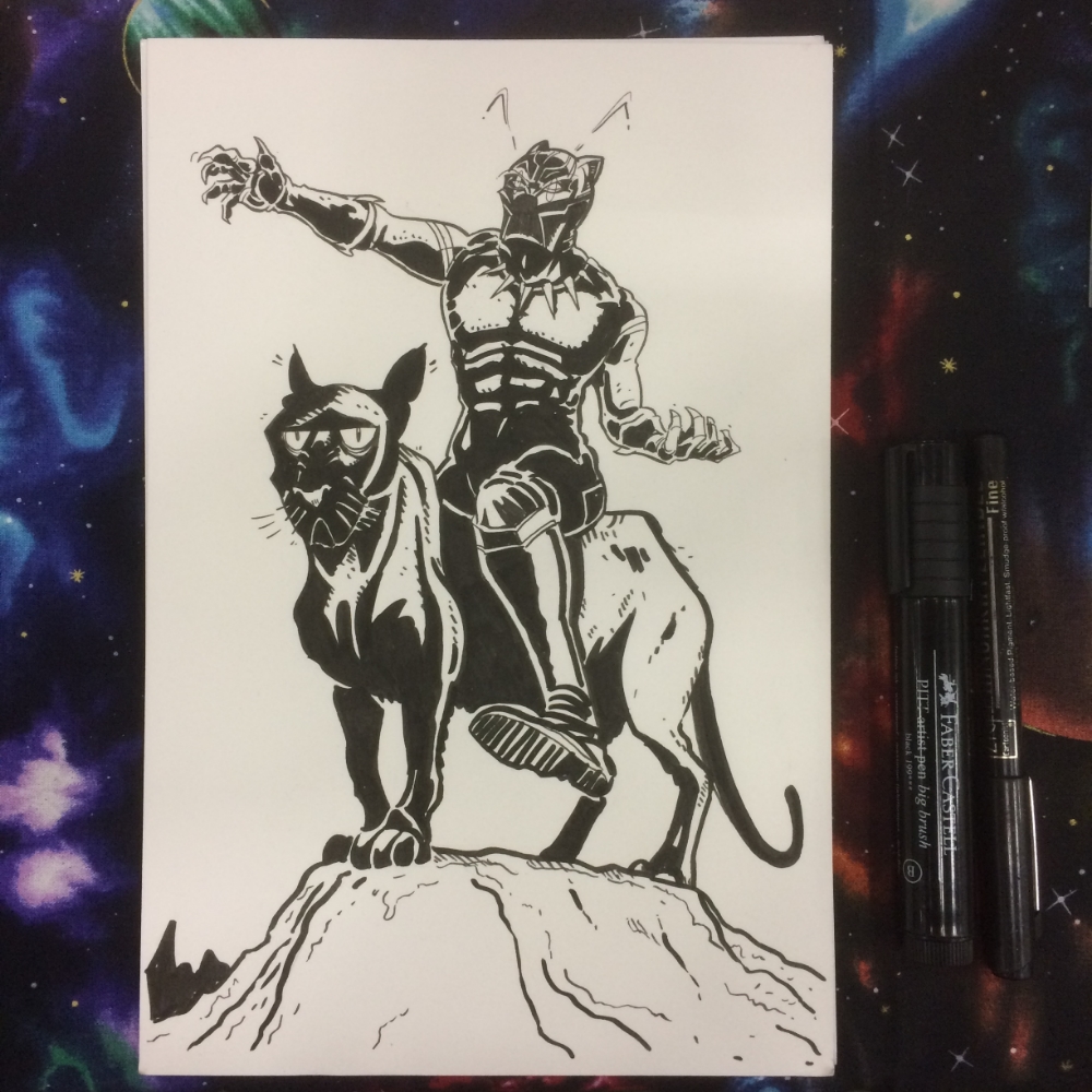Black Panther on a panther. Why not?