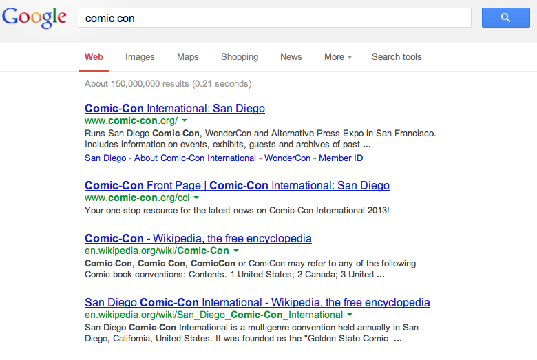 Comic Con Search Results