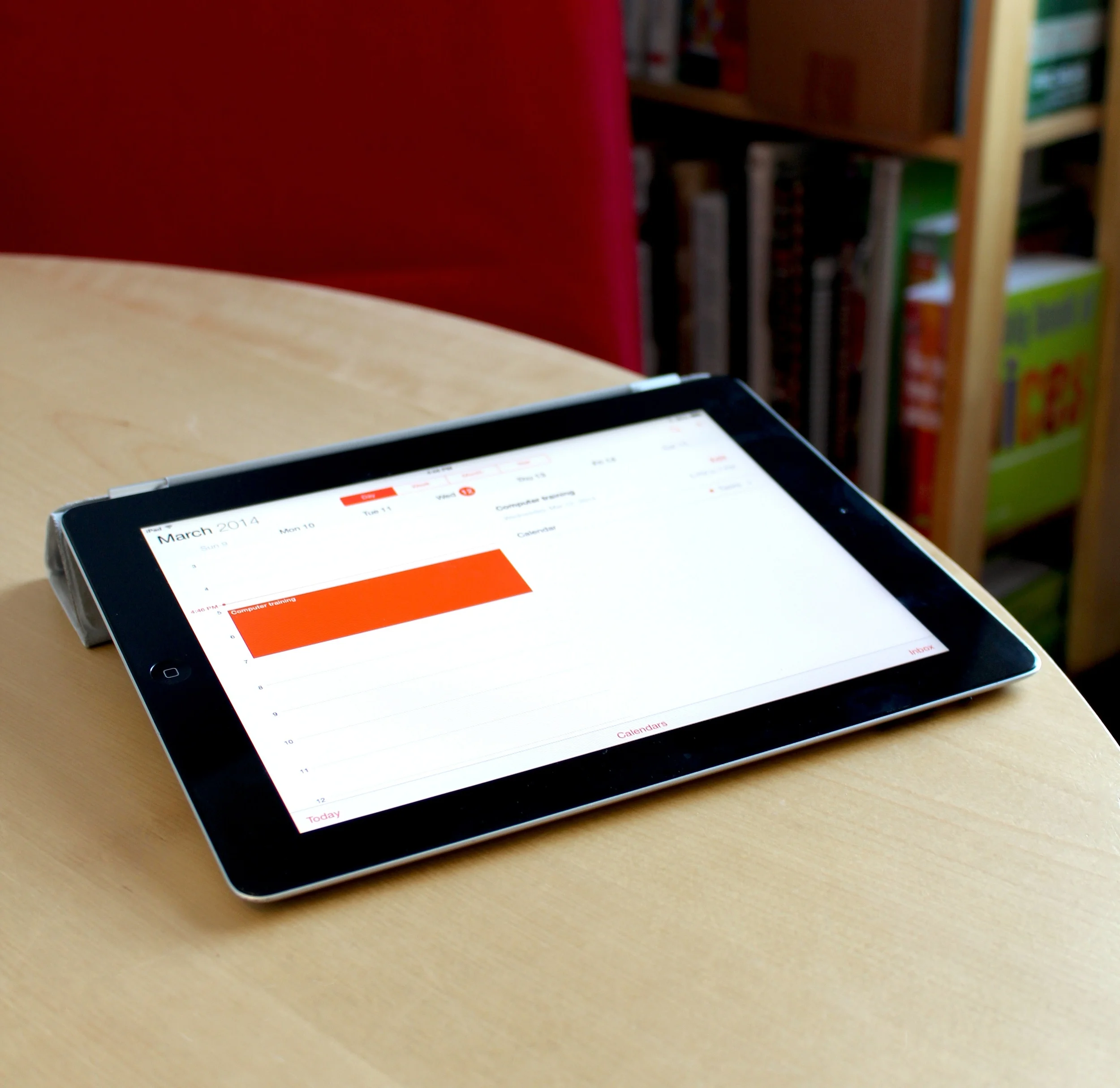 iPad on table with the Calendar app open.