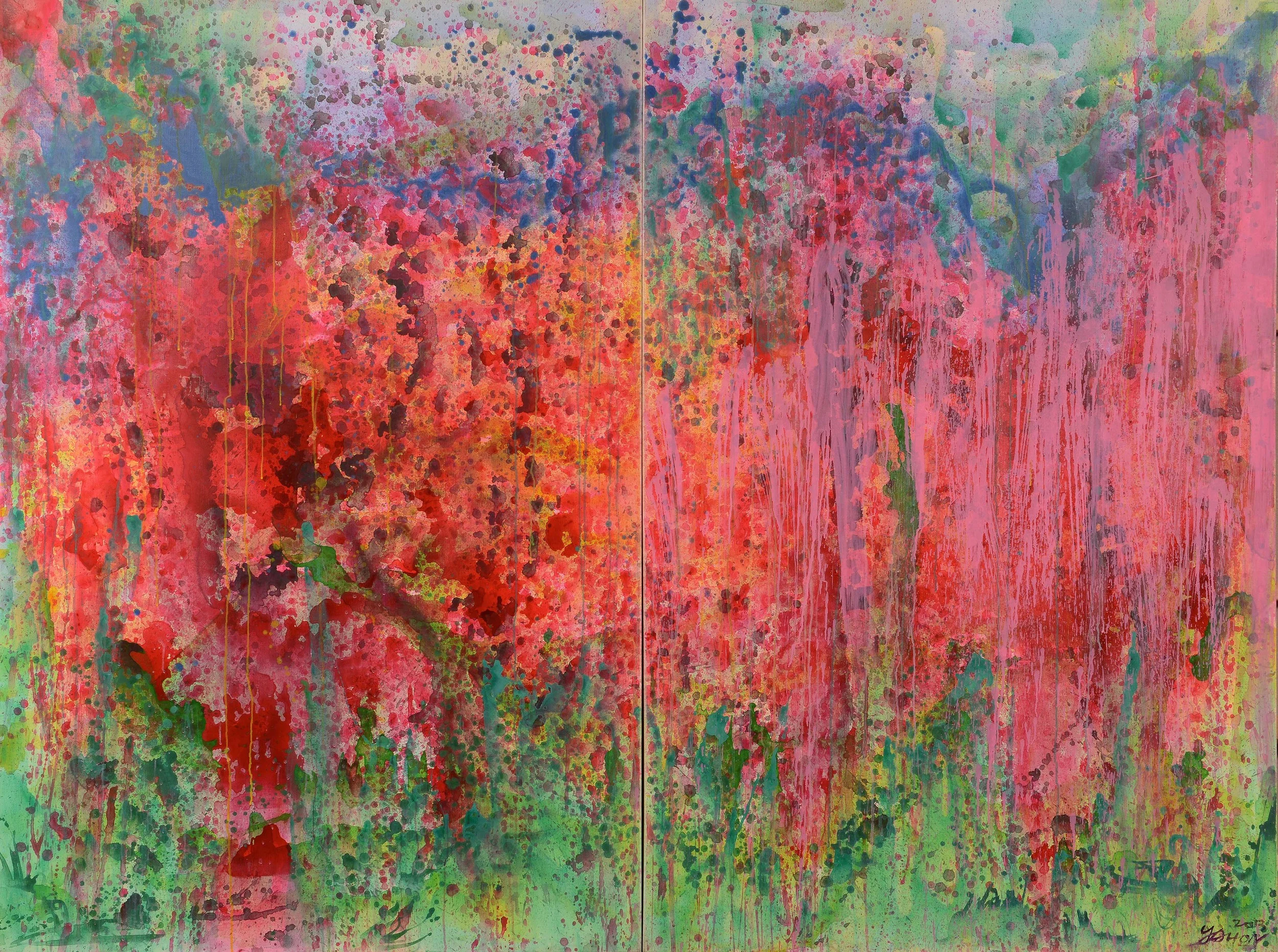 Blossom Flourishing - The Destination 繁花-歸宿 2013 acrylic on canvas 壓克力 畫布 diptych 雙聯畫 194x130cm each 97x130cmweb.jpg