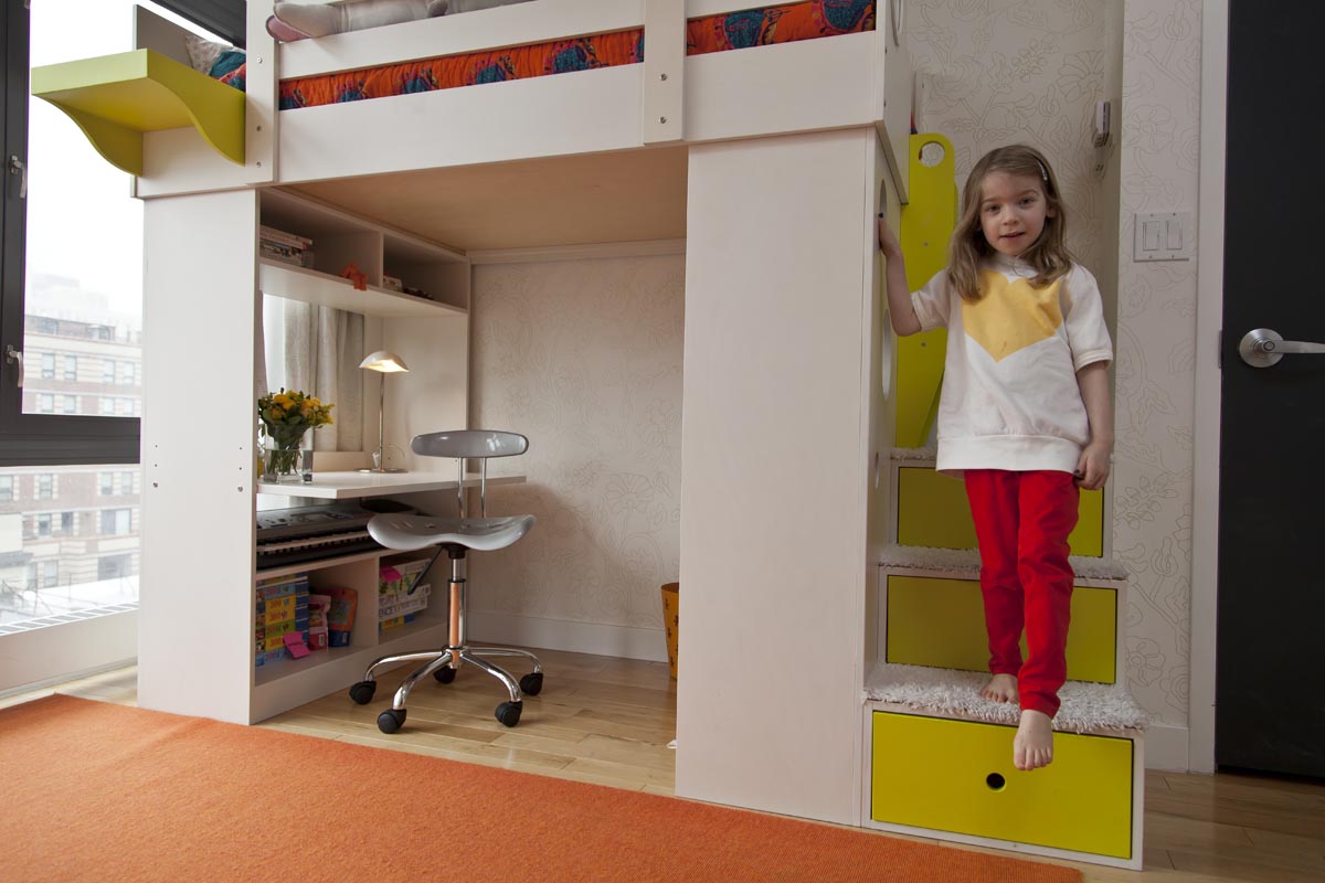 casa kids loft bed over desk