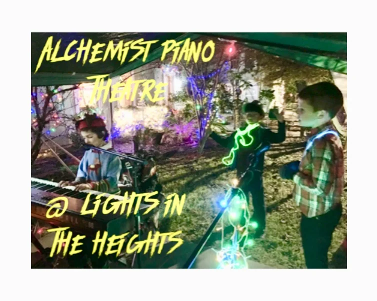 Alchemist Piano Theatre performs at Lights in the Heights every year. It’s been 20 years at the same location, 701 Byrne on the lawn. APT kids play piano and sing. People partake in Christmas singalong. Loreta Kovacic plays and sings a few of her originals. There is a party going on and this spot is one of the best in the Heights. Santa Claus is coming to Lights in the Heights!