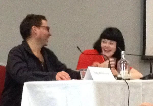Ellen interviewing media Guest of Honour, Toby Whithouse