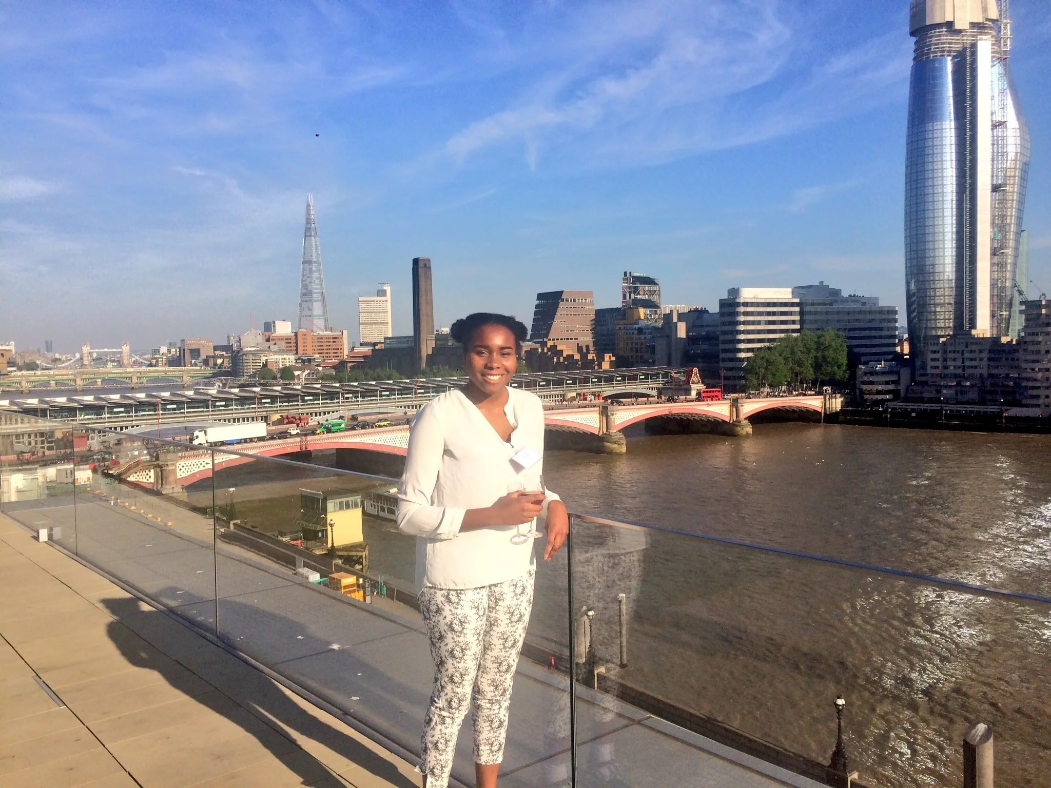 Ada on the Hachette rooftop, at the Kim Scott Walwyn Awards